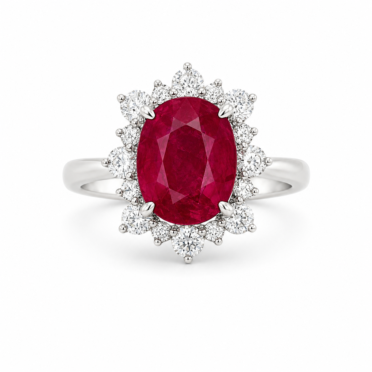 White Gold Ruby and Diamond Ring