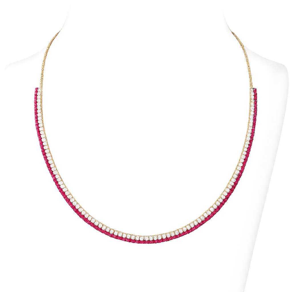 Yellow Gold Ruby and Diamond Necklace