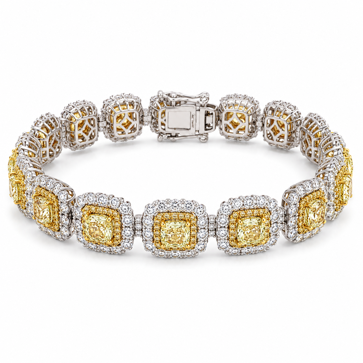 White Gold Yellow and White Diamond Bracelet