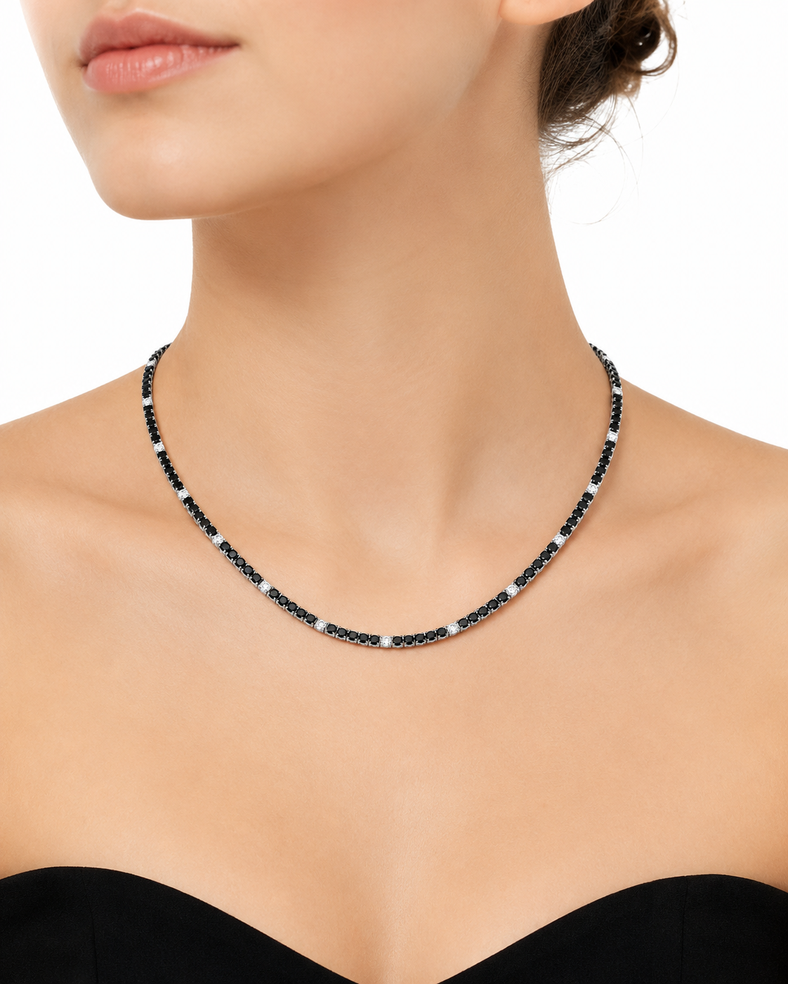 White Gold Black and White Diamond Necklace