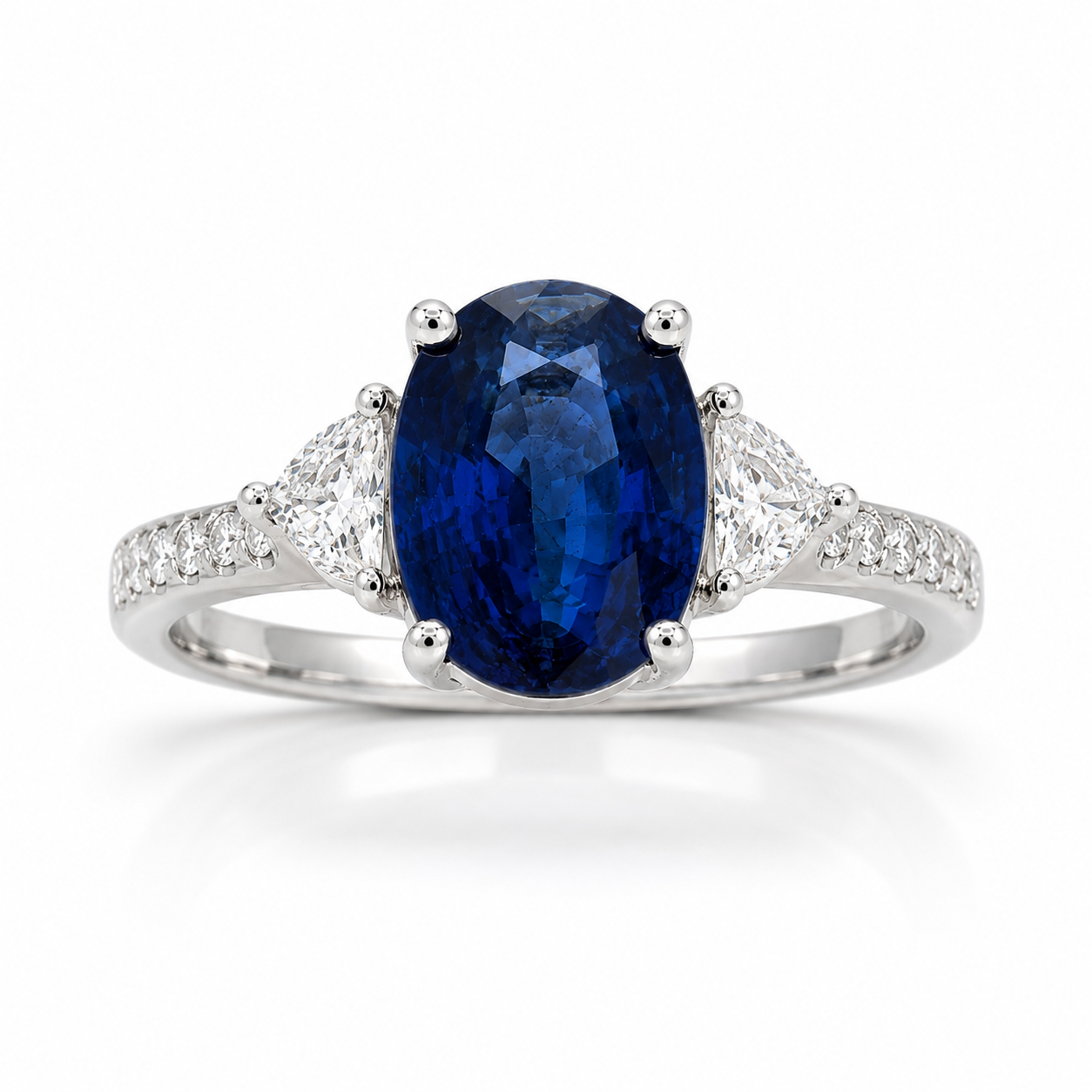 White Gold Sapphire and Diamond Ring