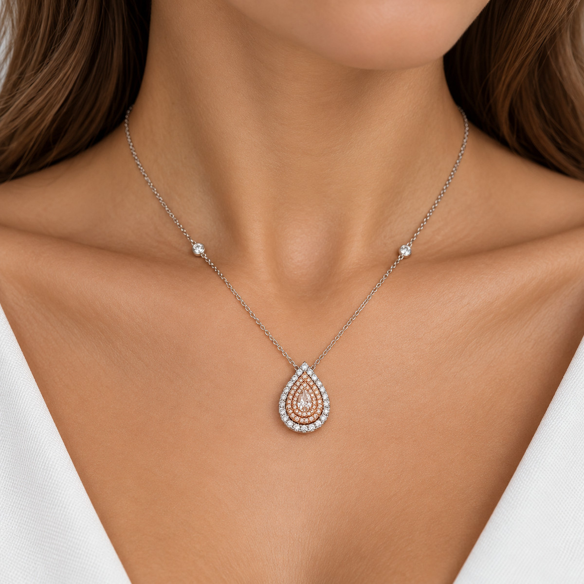 White Gold Pink Diamond Pendant
