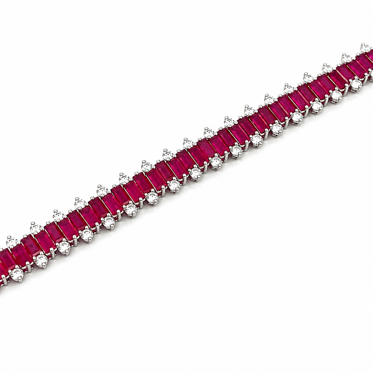 White Gold Ruby and Diamond Bracelet