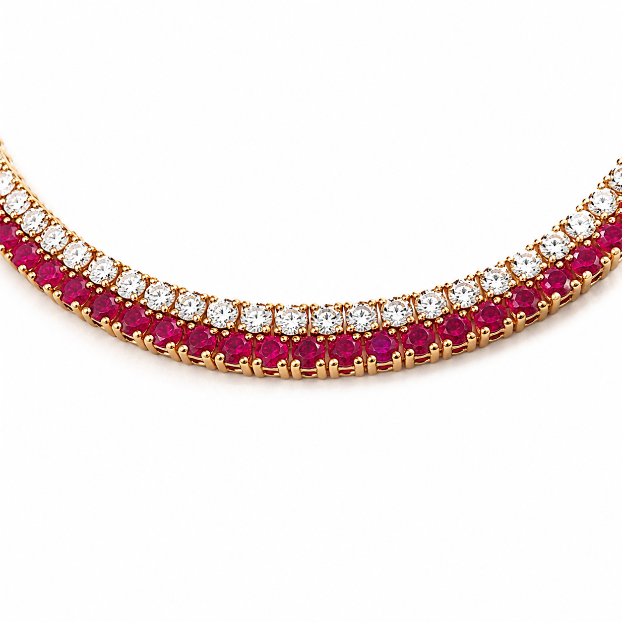 Yellow Gold Ruby and Diamond Necklace