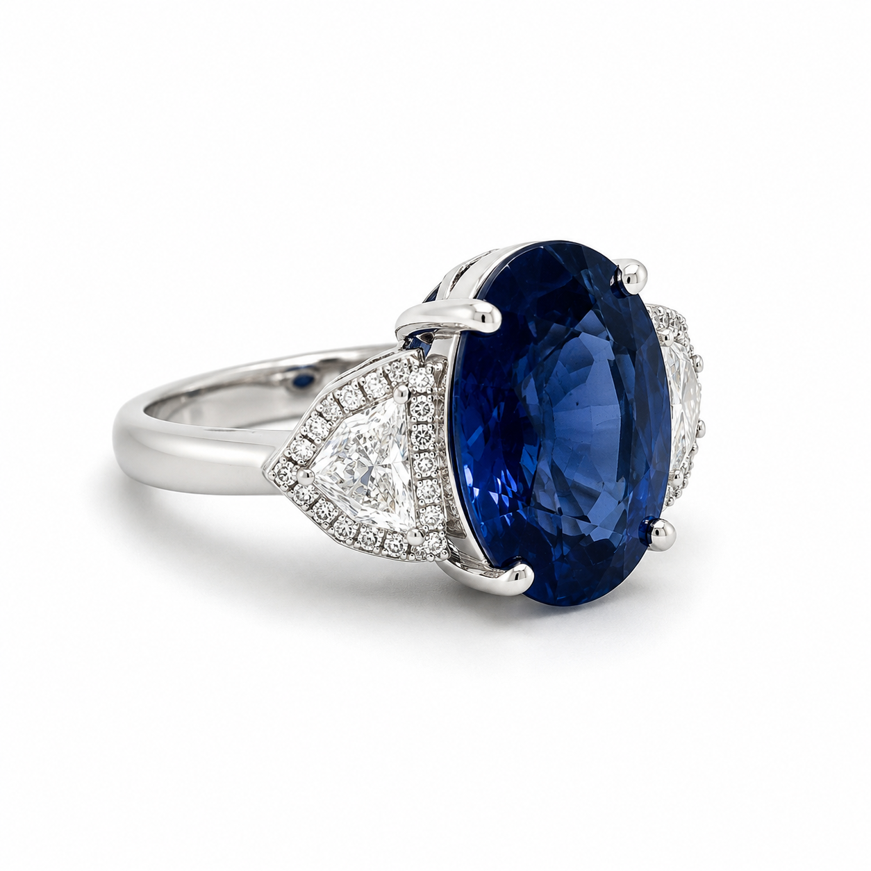 White Gold Sapphire and Diamond Ring