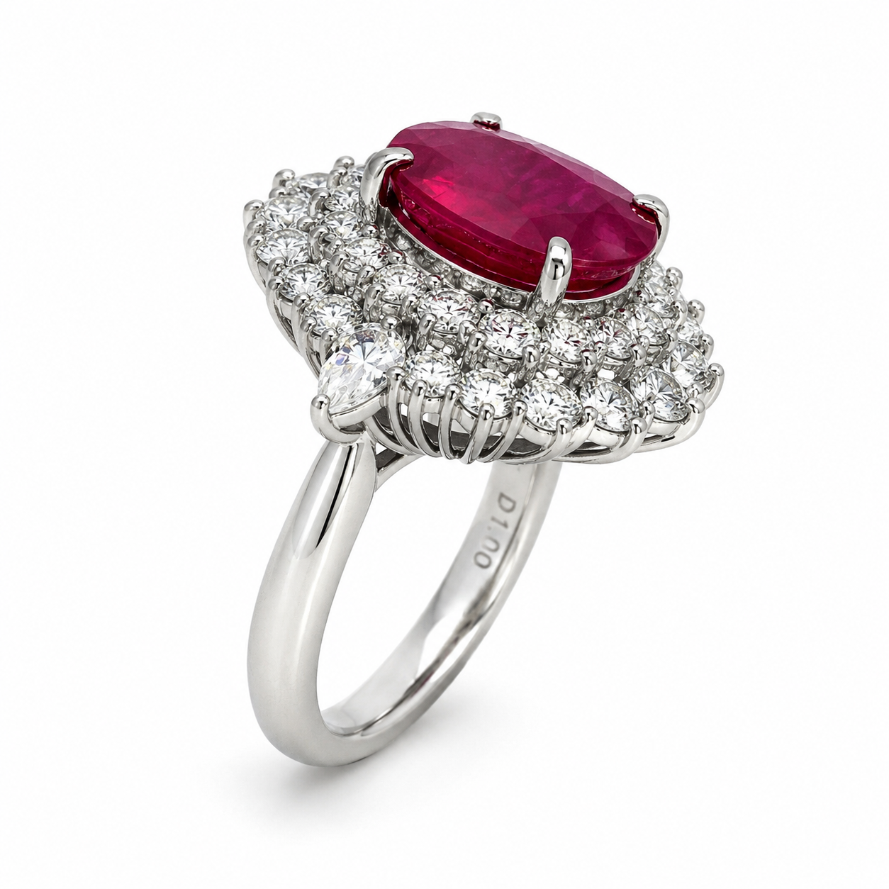 White Gold Ruby and Diamond Ring