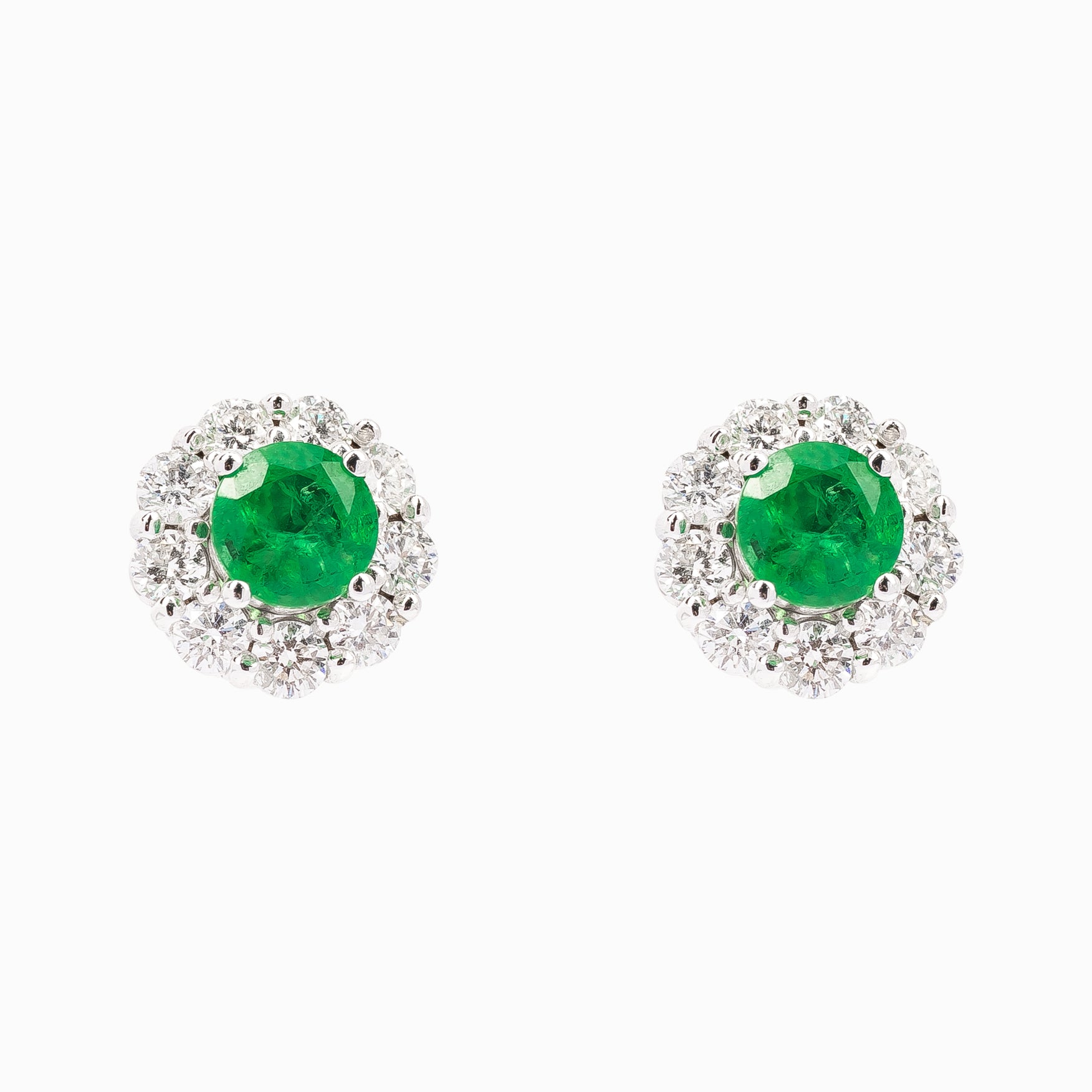 EMERALD AND DIAMOND STUDS
