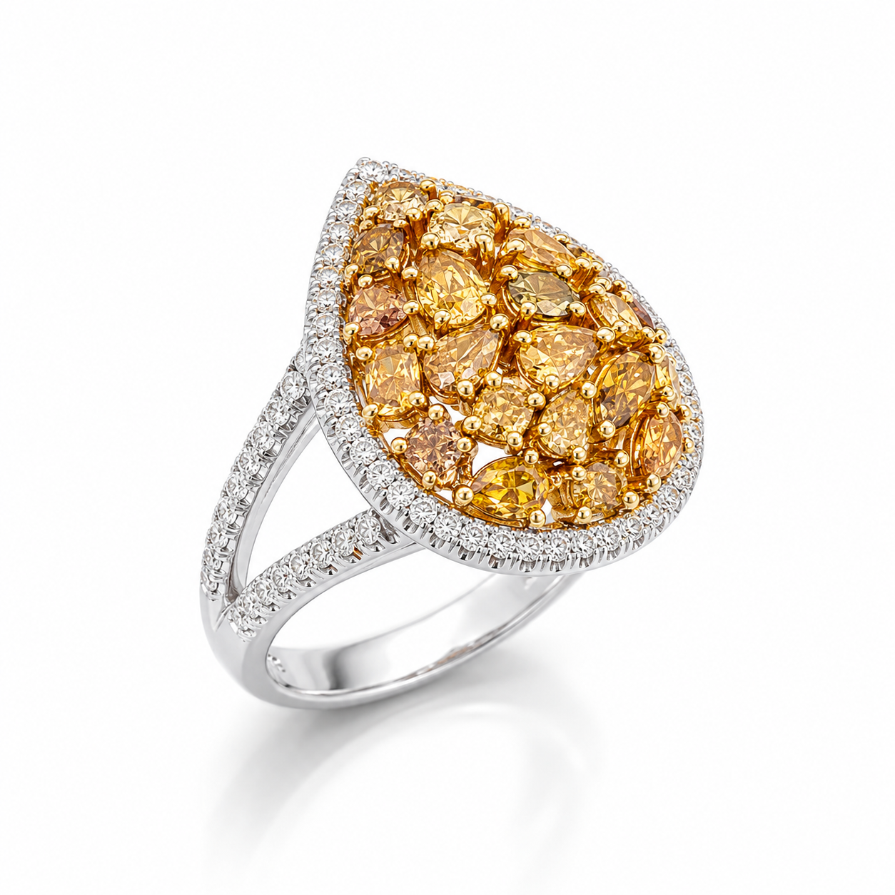 White Gold Yellow Diamond Ring