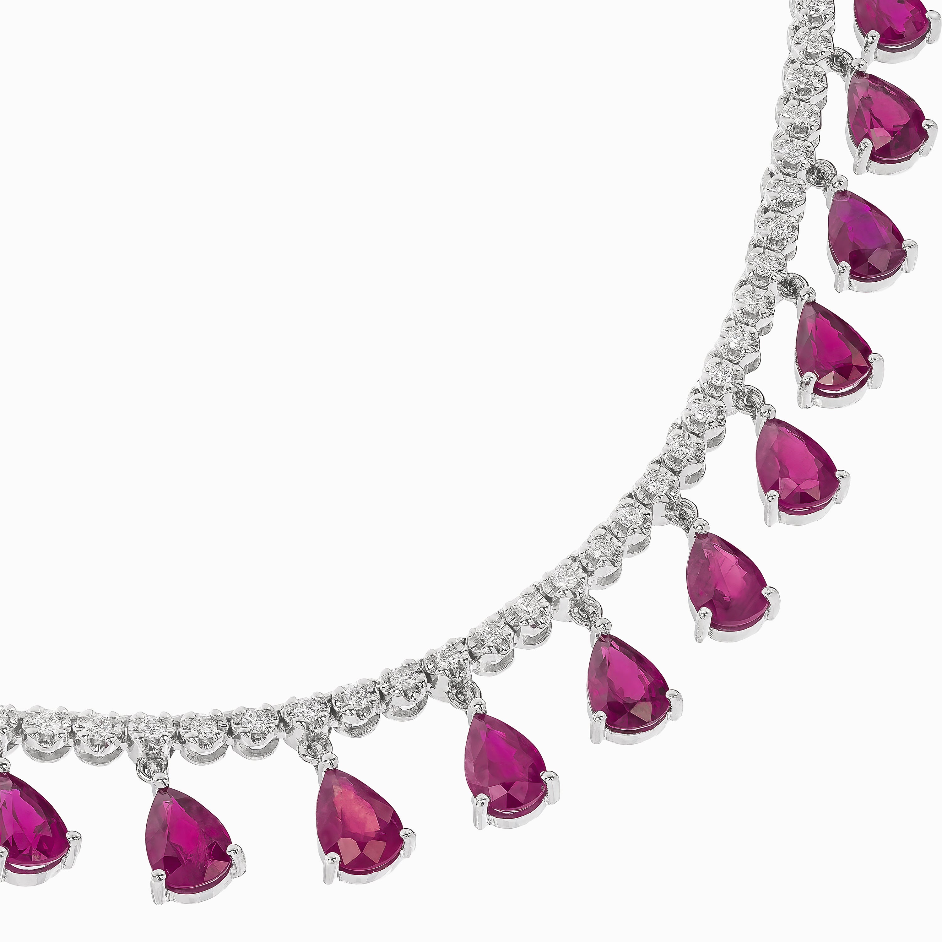 WHITE GOLD NECKLACE WITH RUBY, DIAMOND STONES