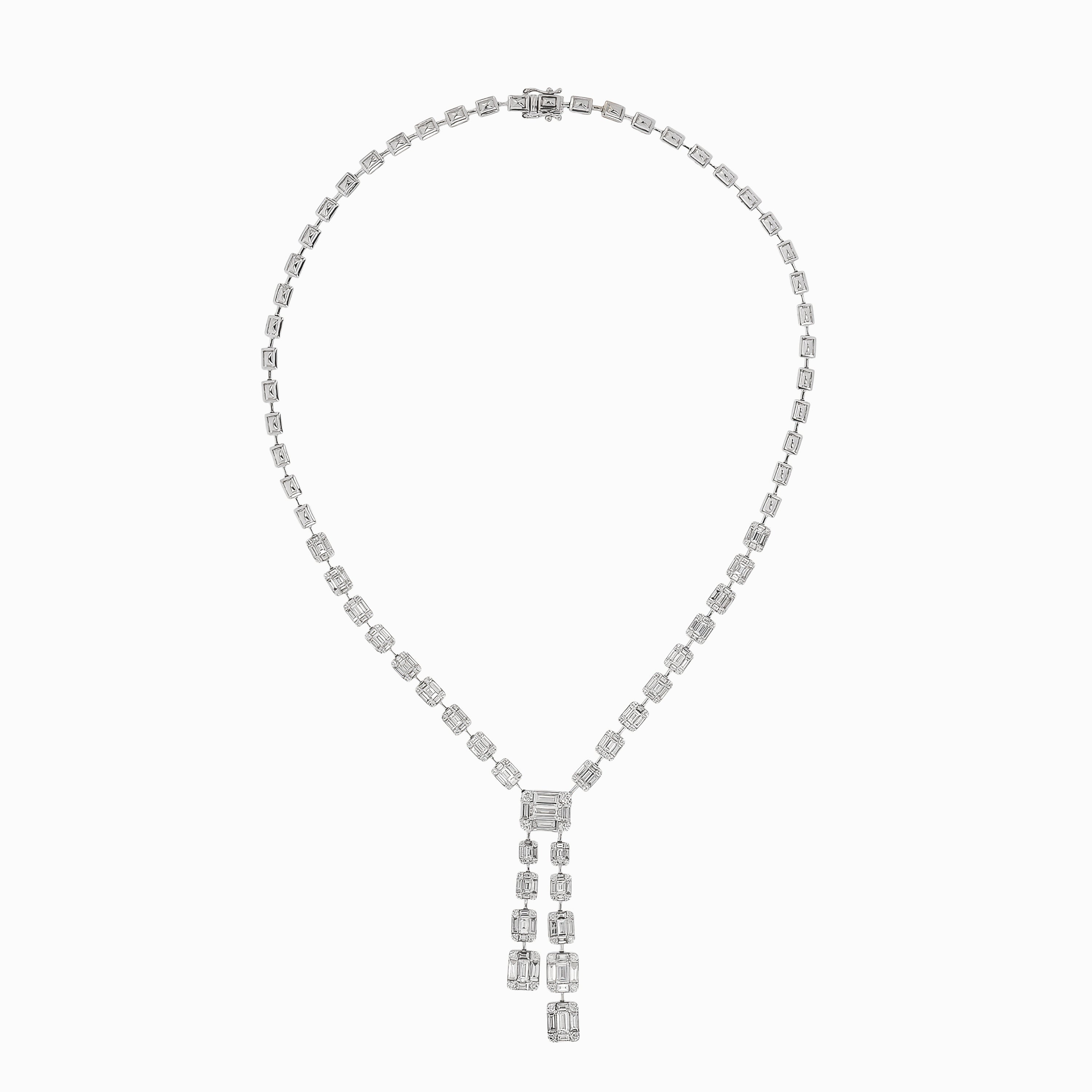 White Gold Gemstone Necklace With Diamond Stones