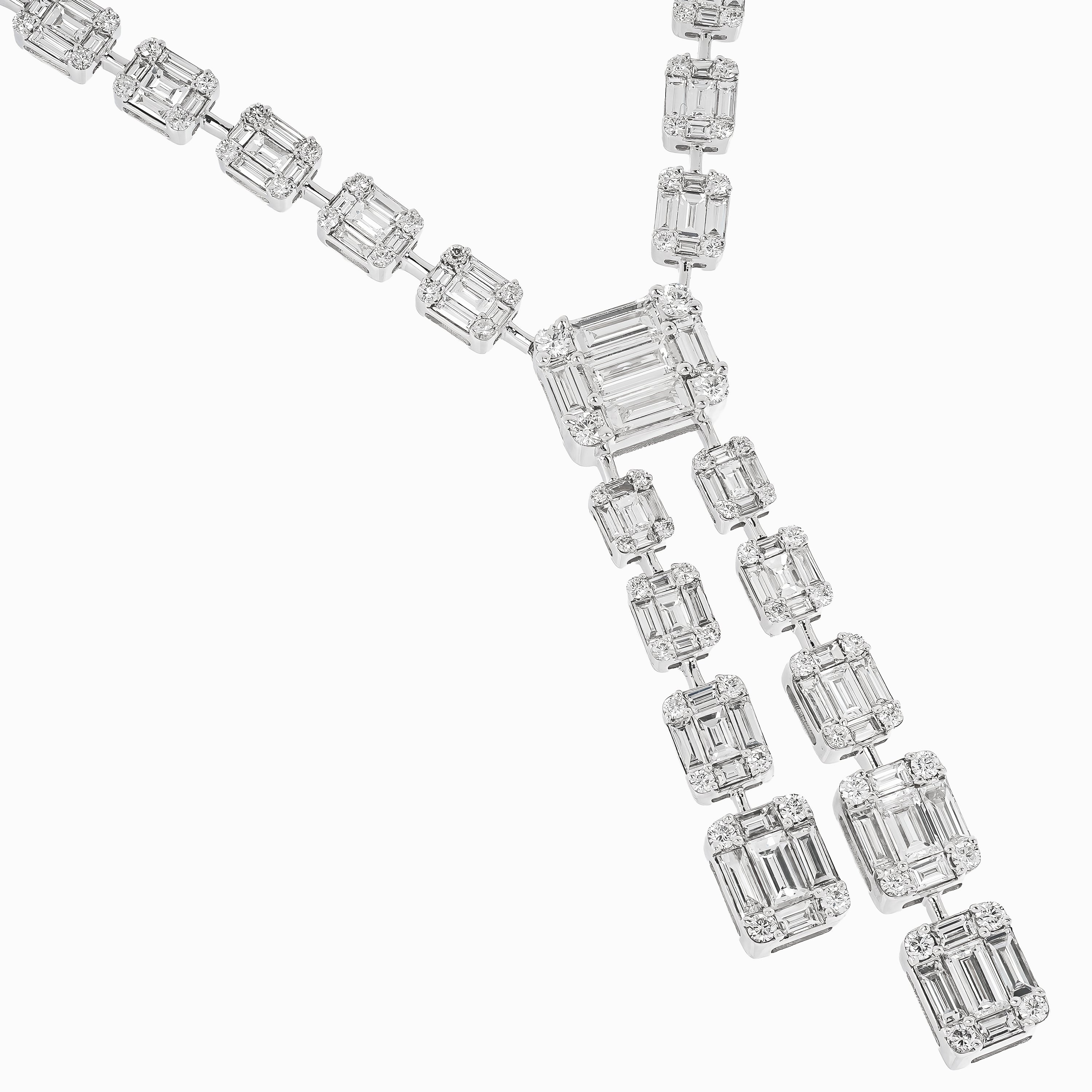 White Gold Gemstone Necklace With Diamond Stones