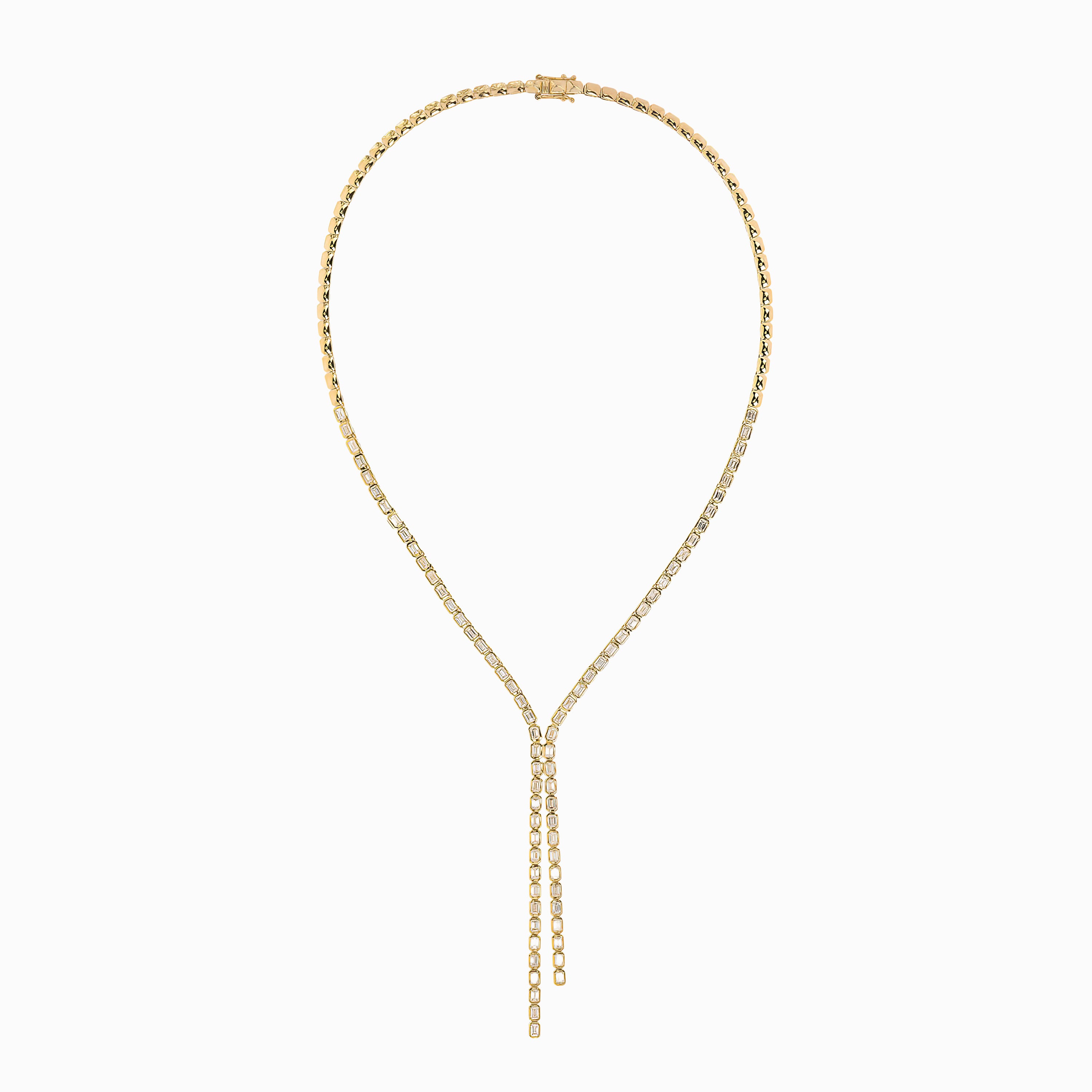 YELLOW GOLD Y-SHAPE NECKLACE WITH DIAMOND STONES
