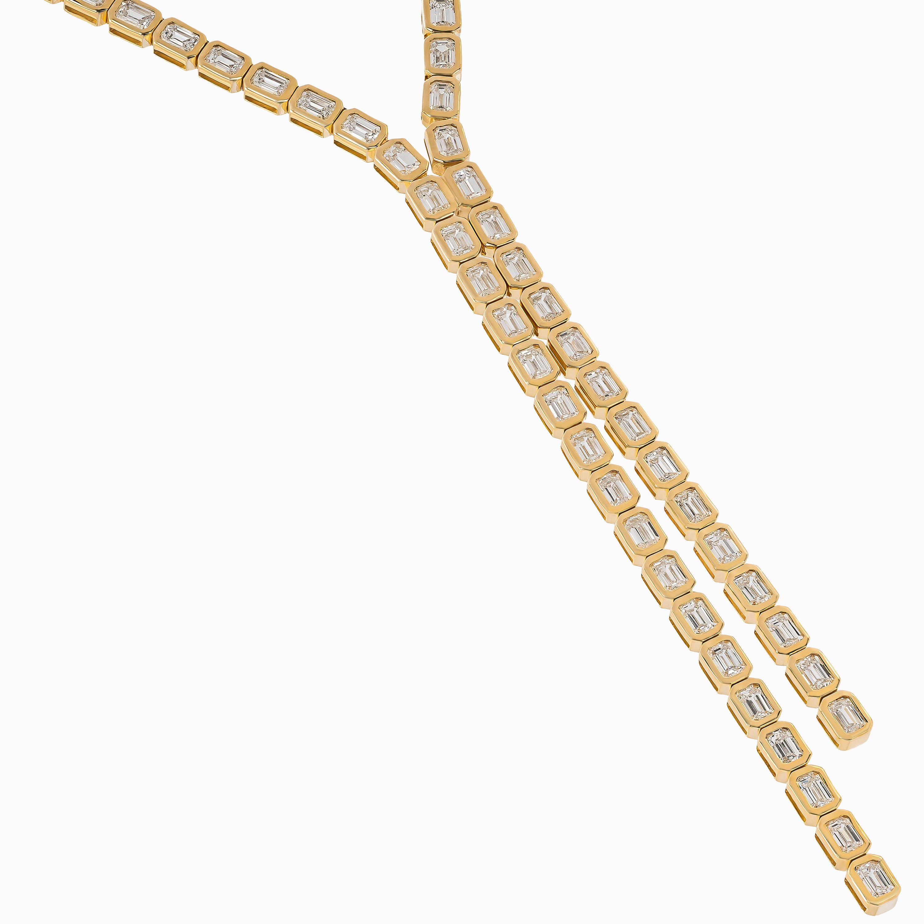 YELLOW GOLD Y-SHAPE NECKLACE WITH DIAMOND STONES