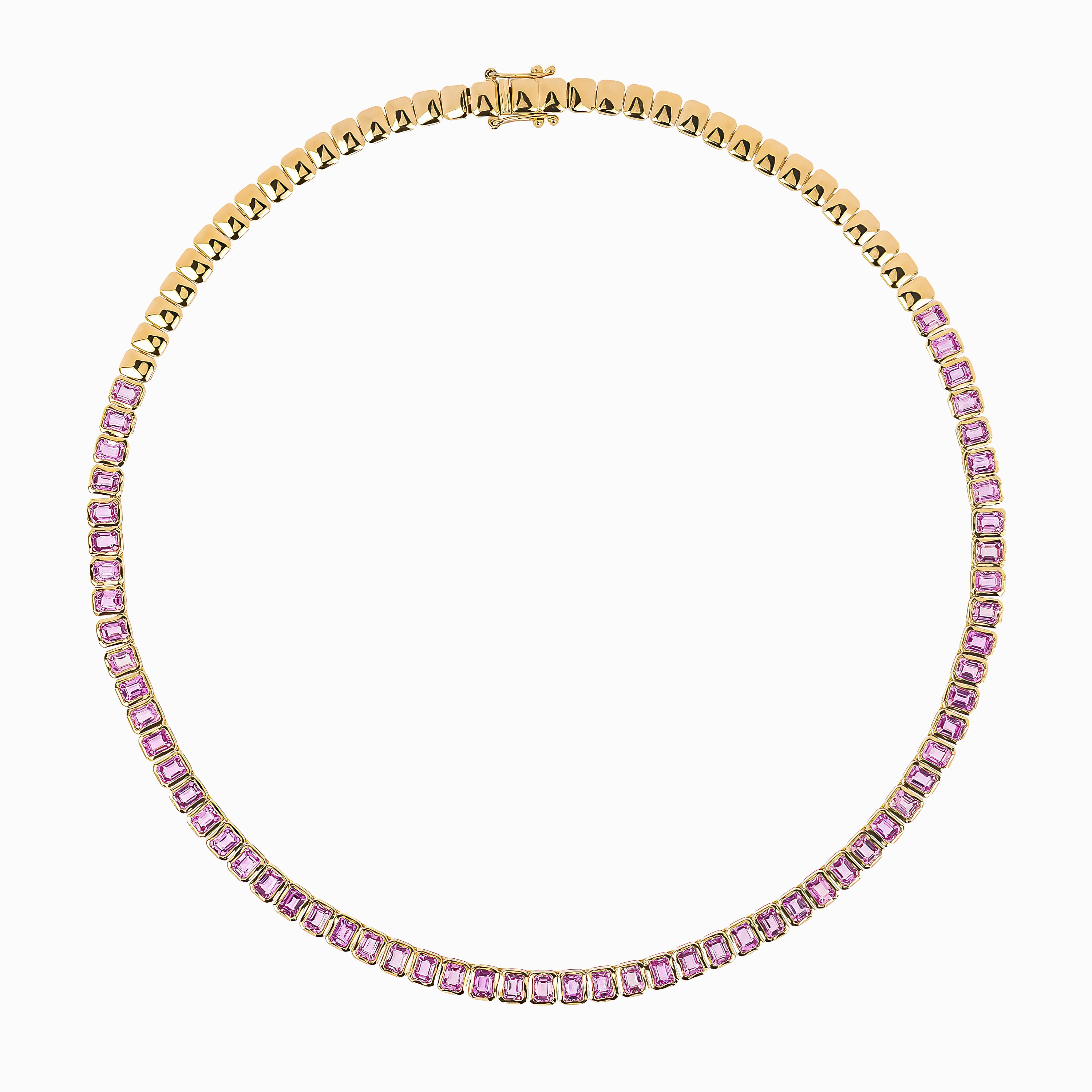 YELLOW GOLD NECKLACE WITH SAPPHIRE STONES