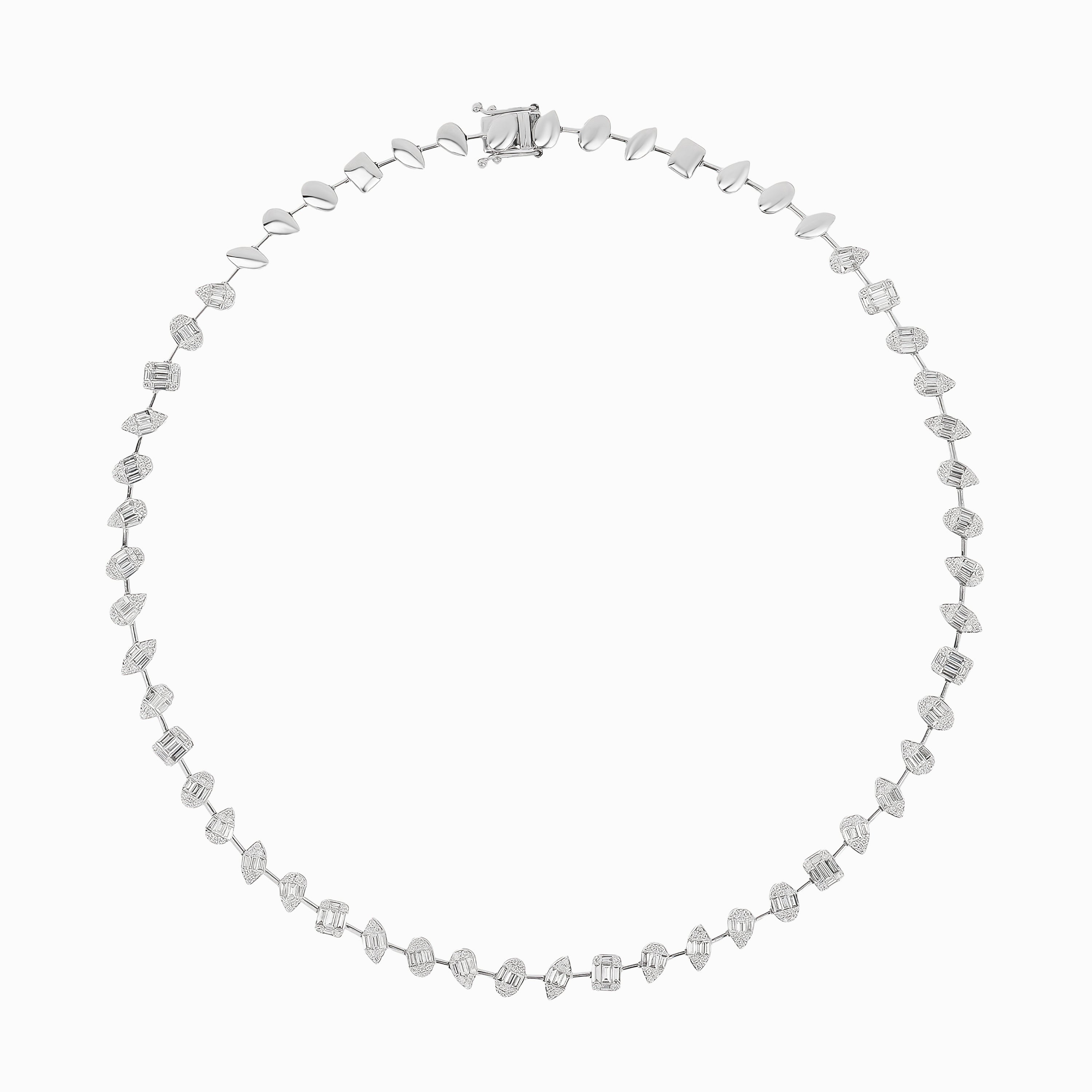 White Gold Gemstone Necklace With Diamond Stones