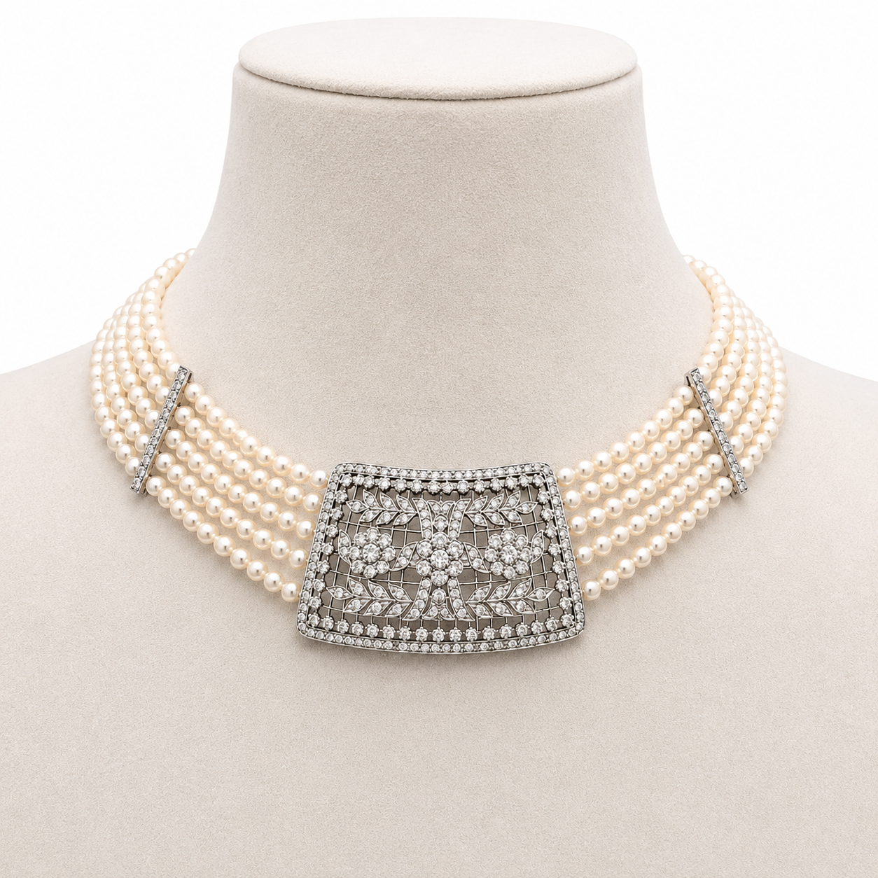 White Gold Pearl and Diamond Nrcklace