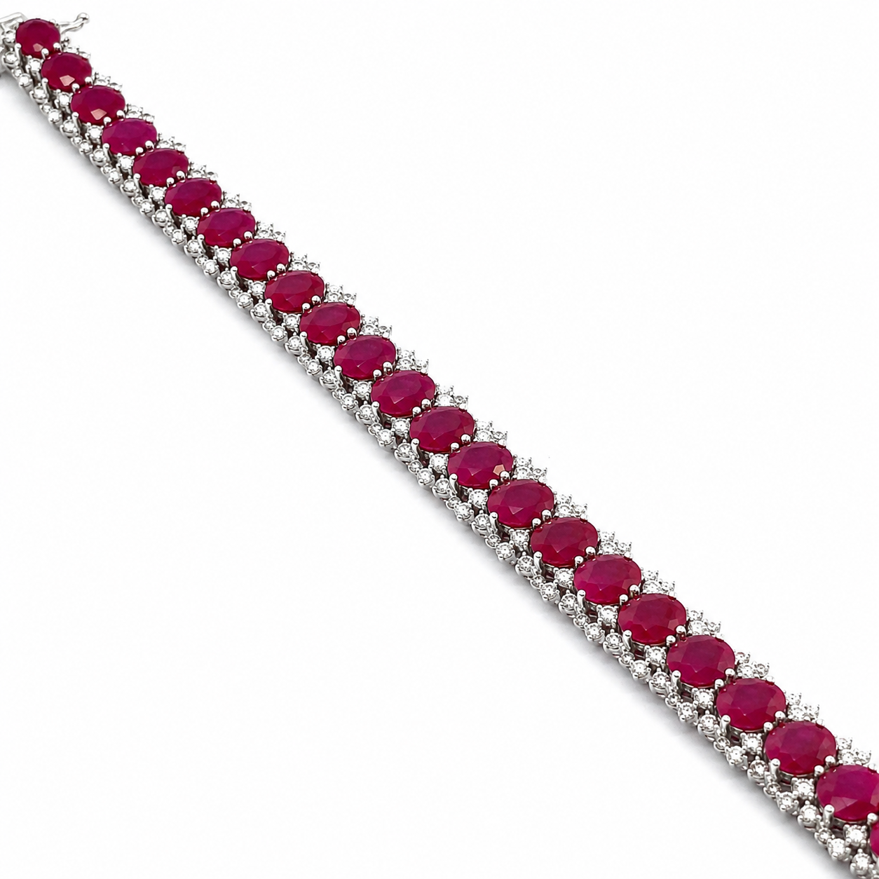 White Gold Ruby and Diamond Bracelet