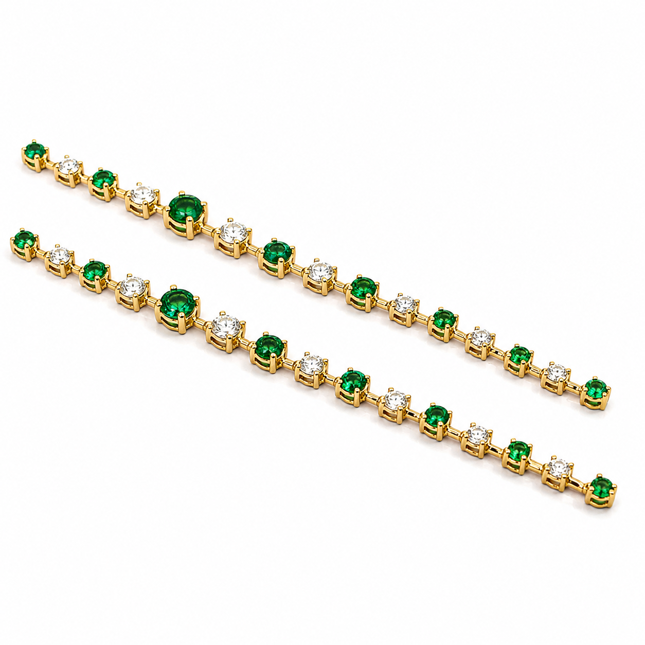 Yellow Gold Emerald and Diamond Earrings