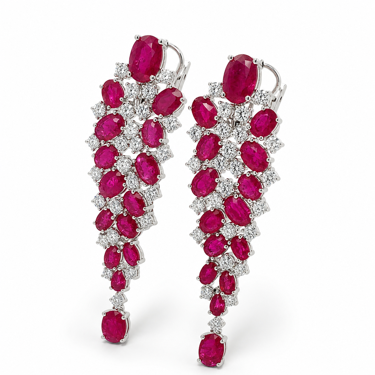 White Gold Ruby Earrings