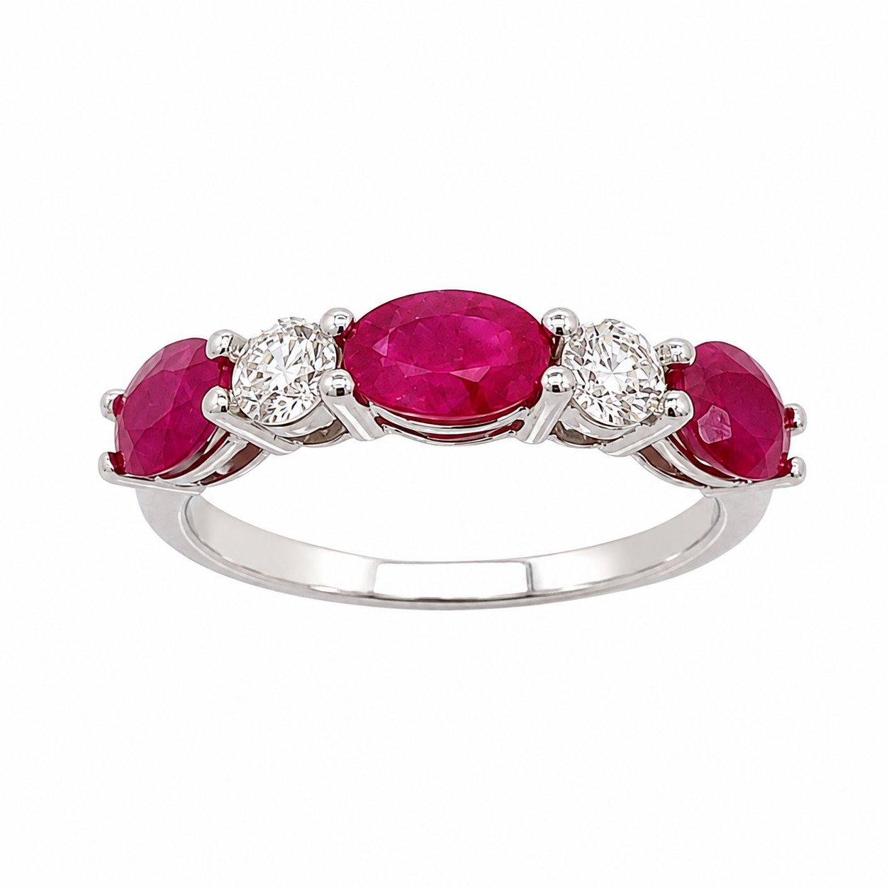 White Gold Ruby and Diamond Ring