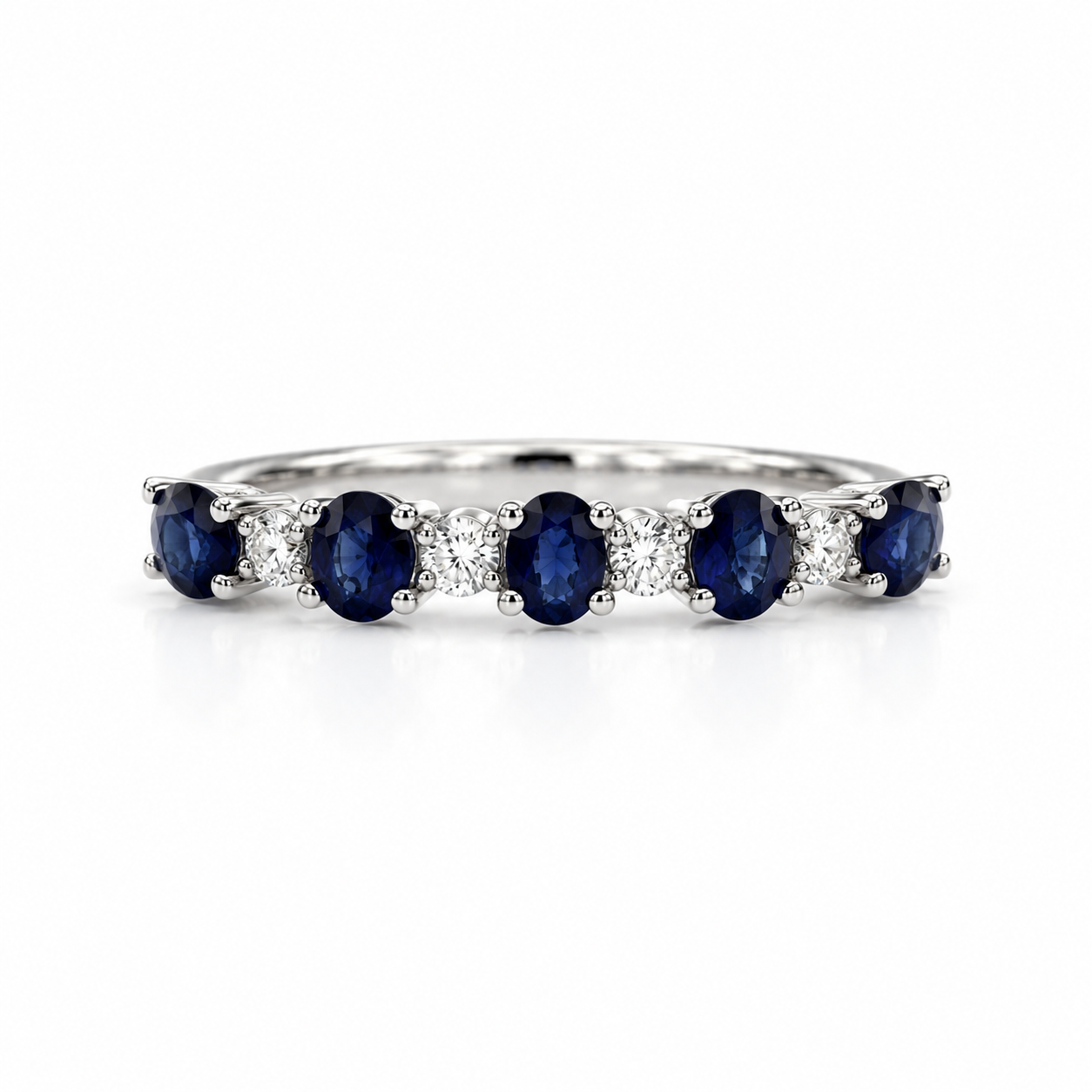 White Gold Sapphire and Diamond Ring
