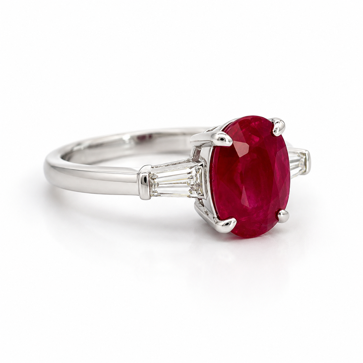 White Gold Ruby and Diamond Ring