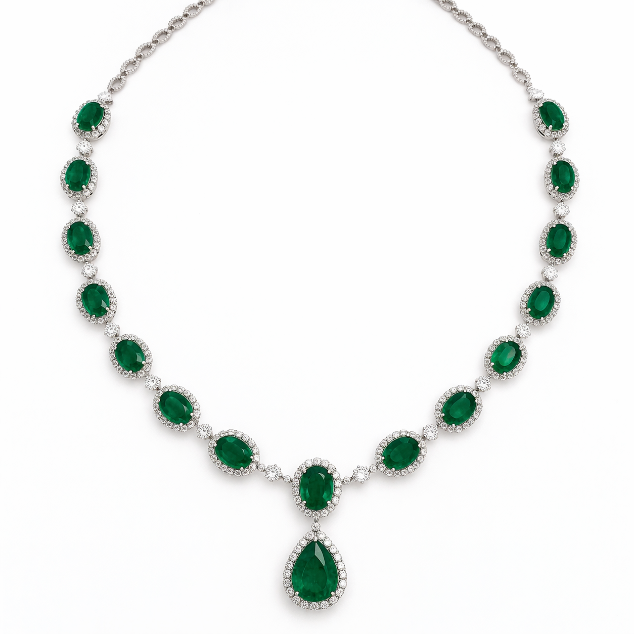 White Gold Emerald Necklace