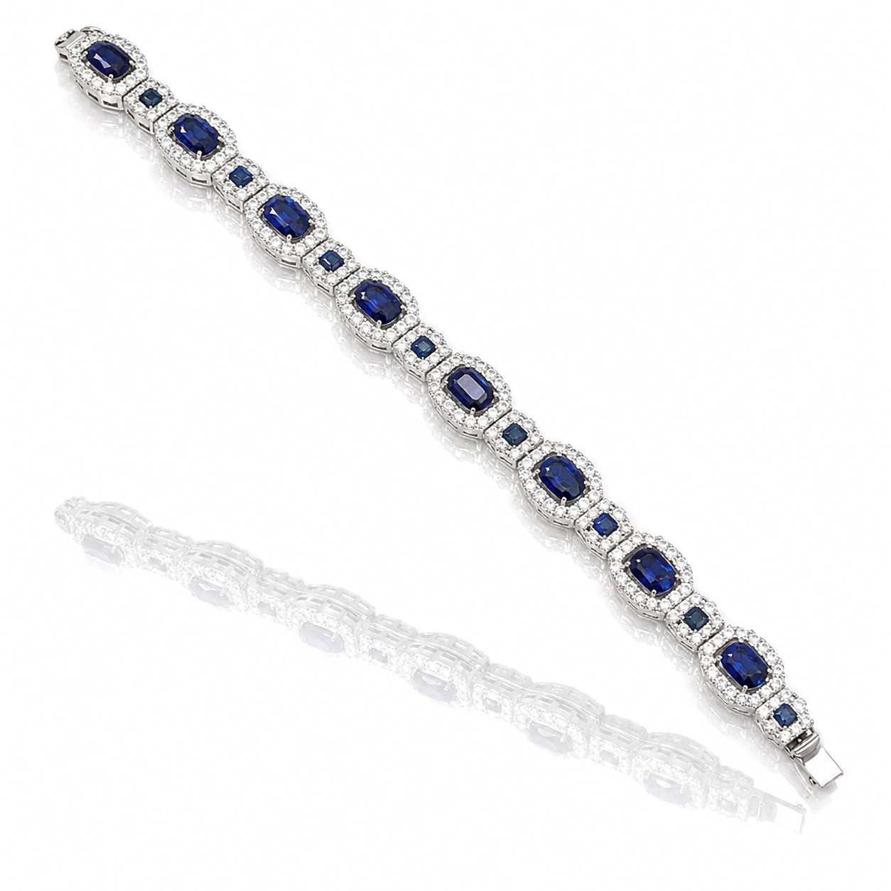 White Gold Sapphire and Diamond Bracelet