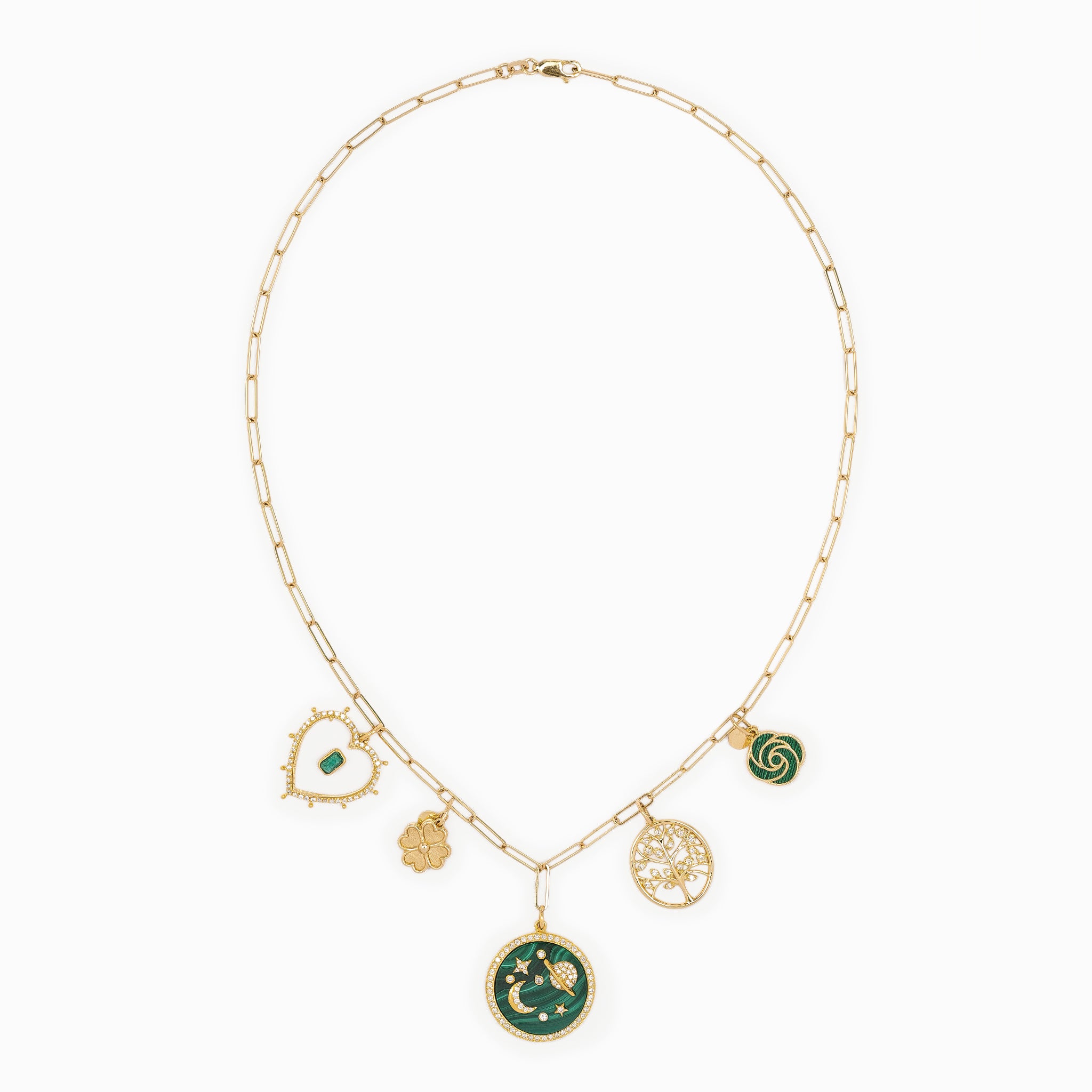 Star Sky Yellow Gold Pendant Chain Necklace