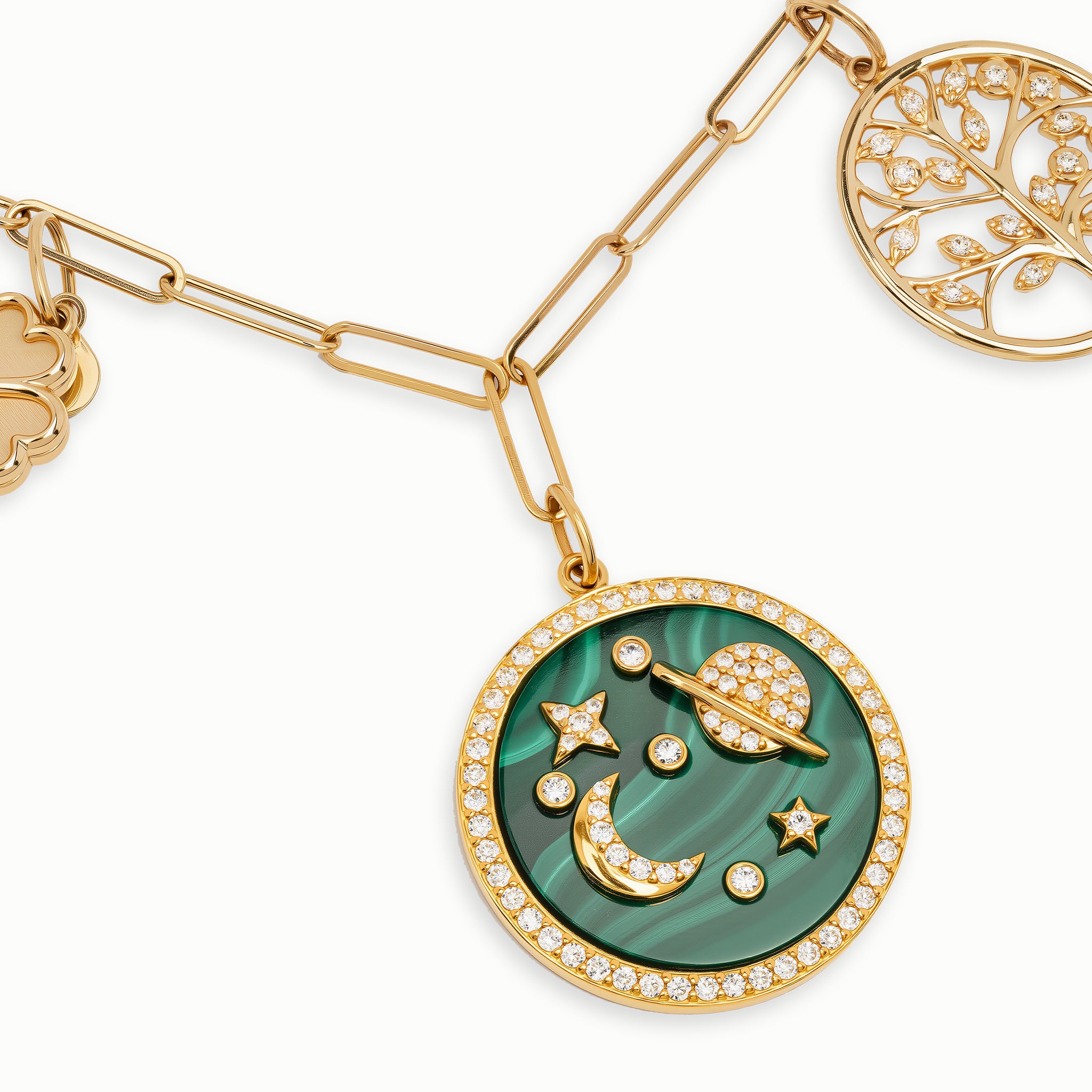 Star Sky Yellow Gold Pendant Chain Necklace