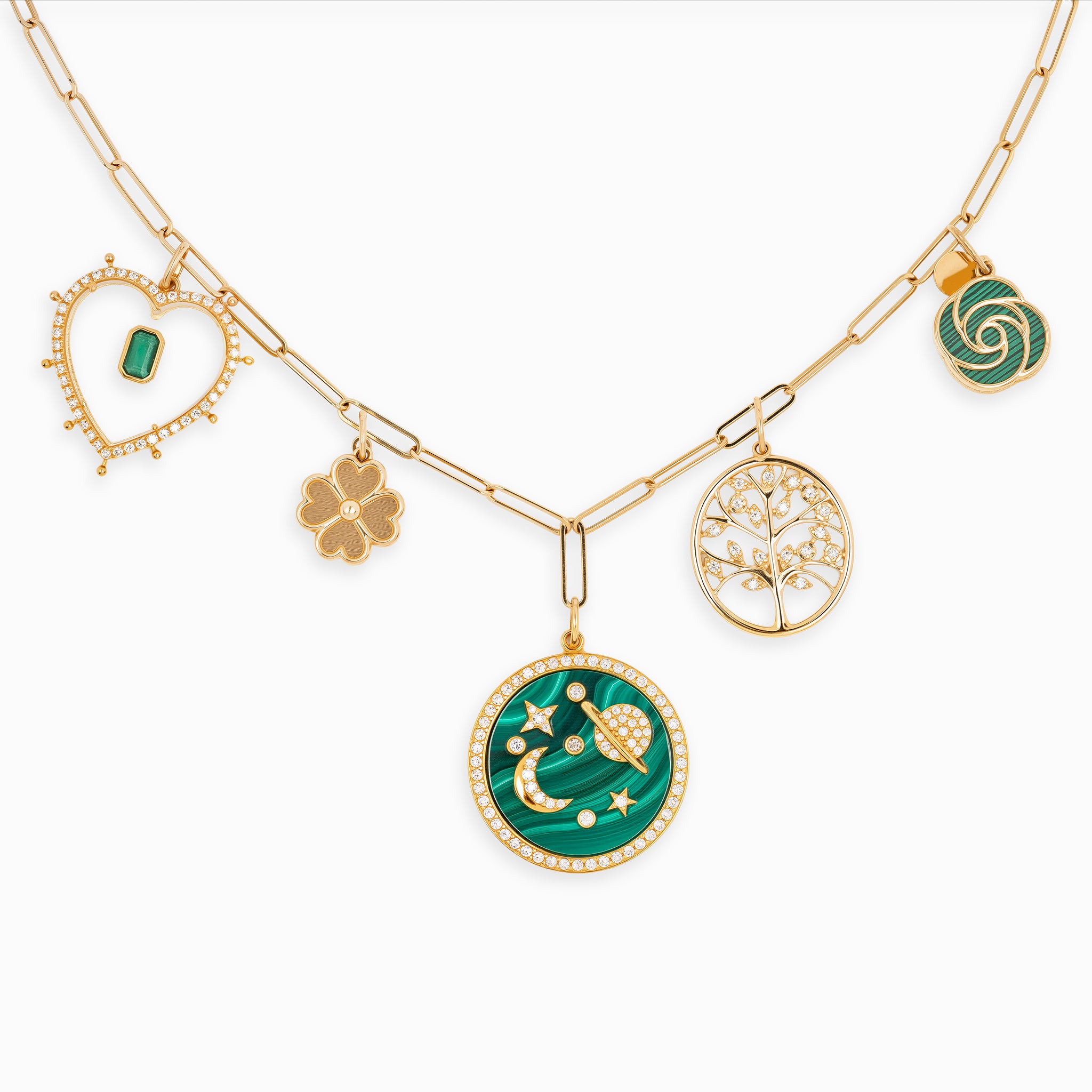 Star Sky Yellow Gold Pendant Chain Necklace