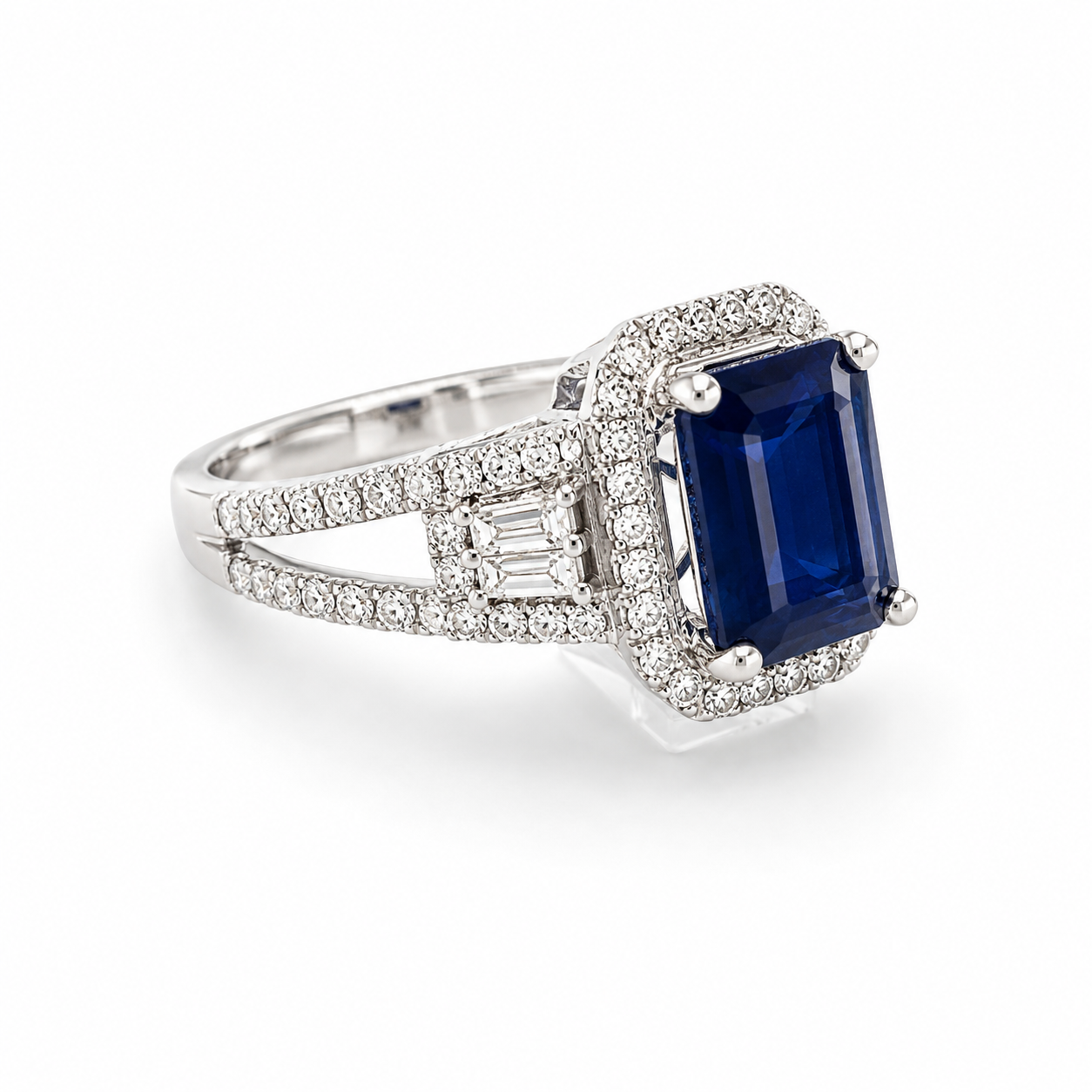 White Gold Sapphire and Diamond Ring