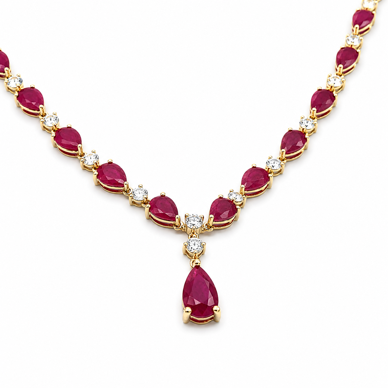 Yellow Gold Ruby and Diamond Necklace