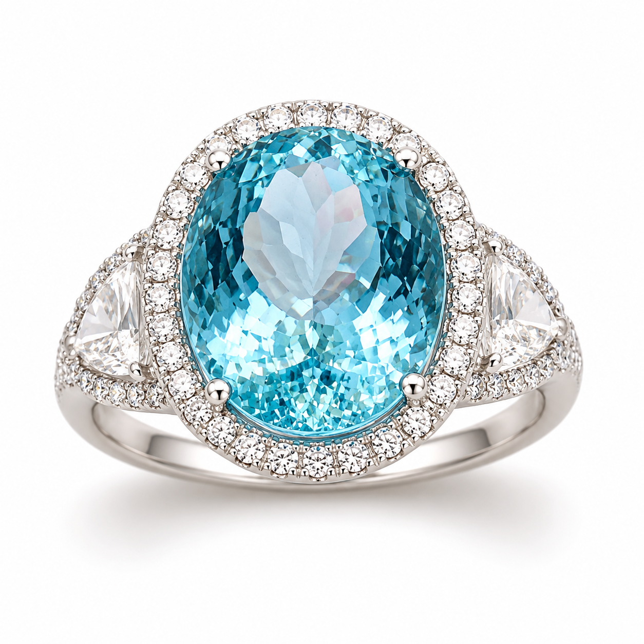 White Gold Aquamarine and Diamond Ring