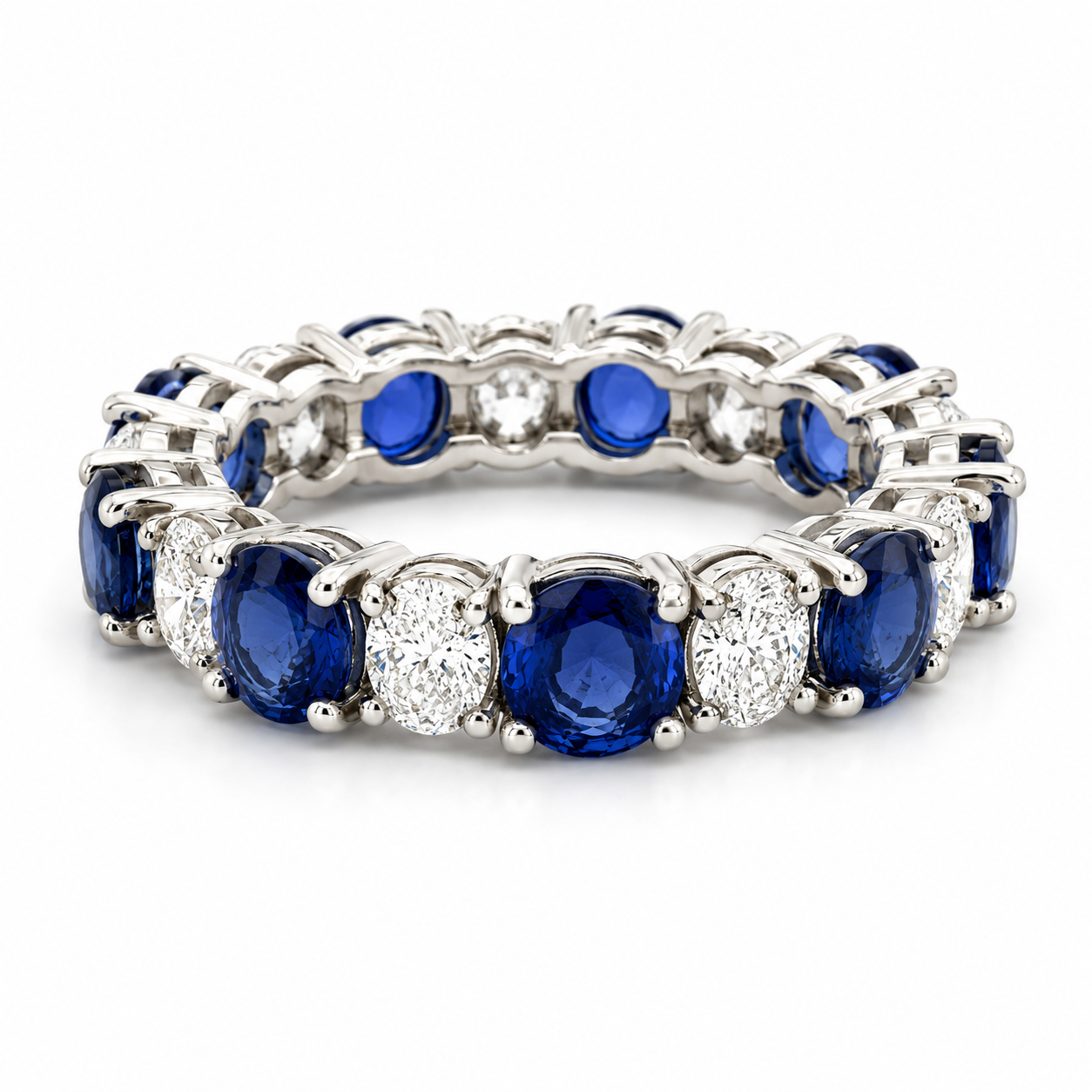 White Gold Diamond and Sapphire Ring