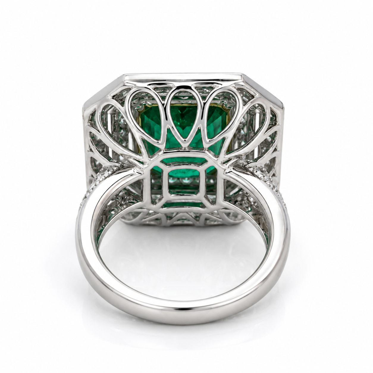 White Gold Emerald and Diamond Ring