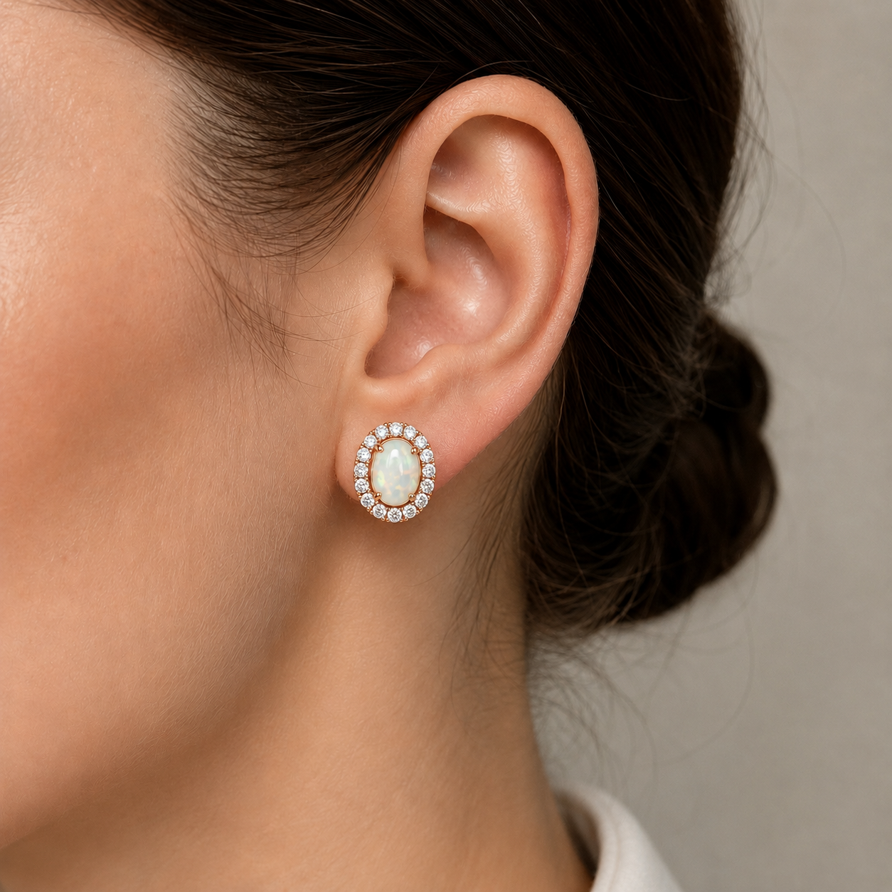 Yellow Gold Opal and Diamond Earrings