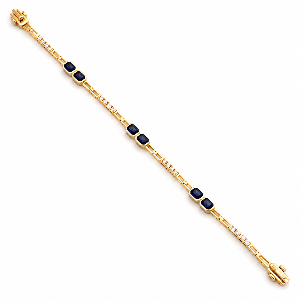 Yellow Gold Diamond and Sapphie Bracelet