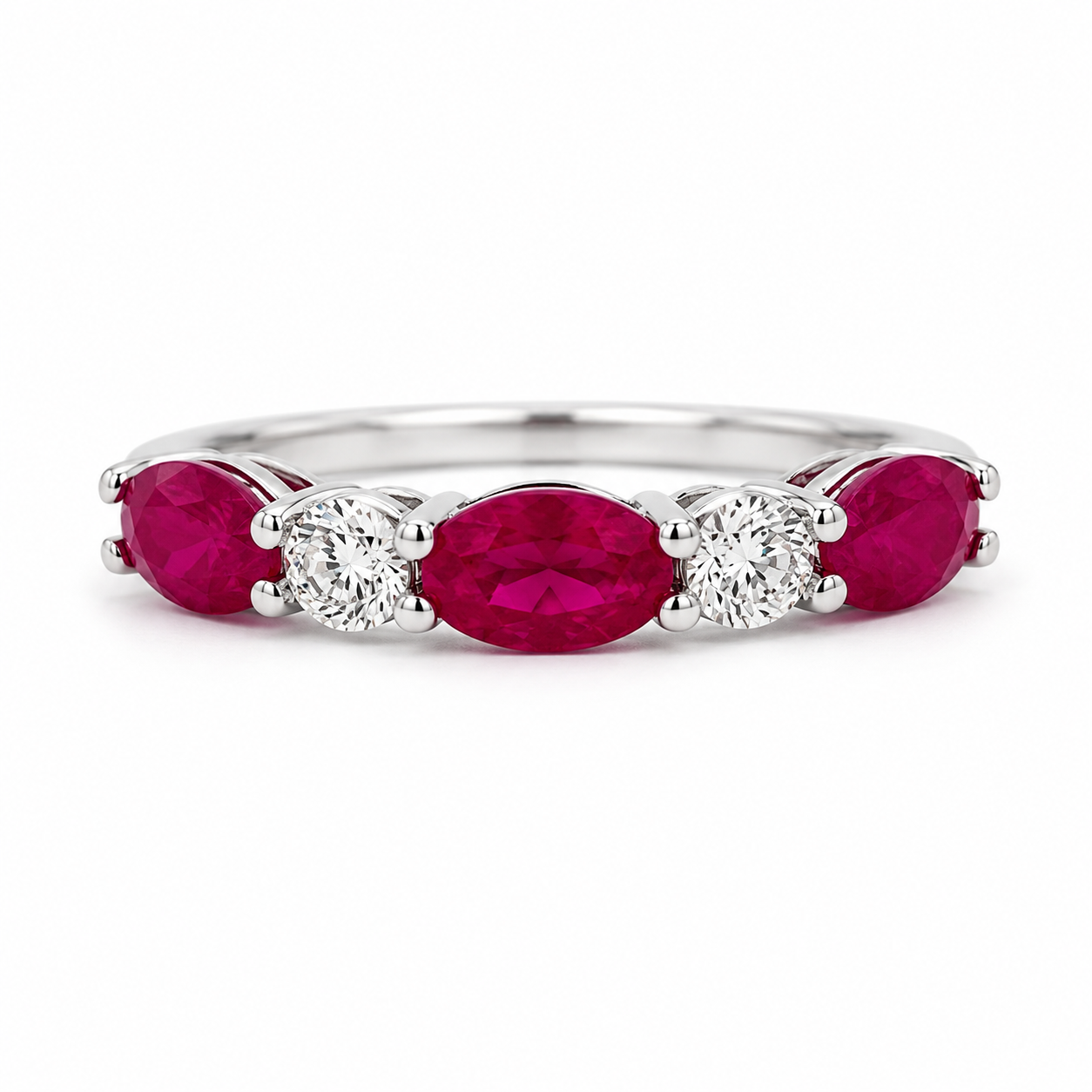White Gold Ruby and Diamond Ring