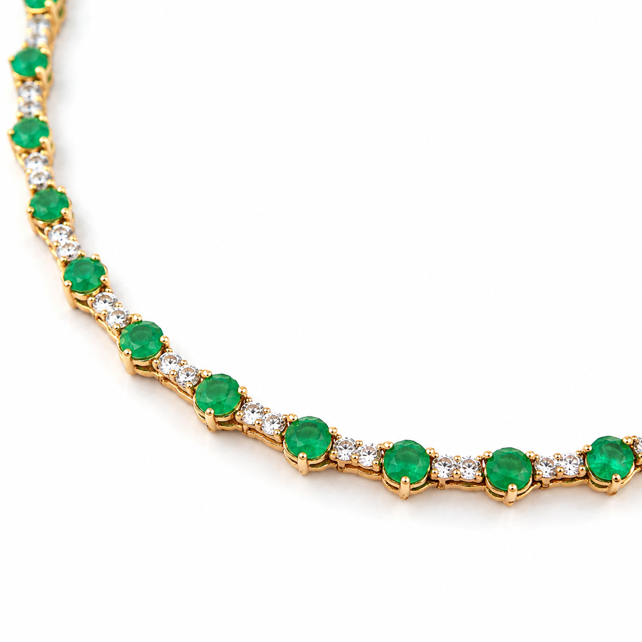Yellow Gold Emerald and Diamond Necklace