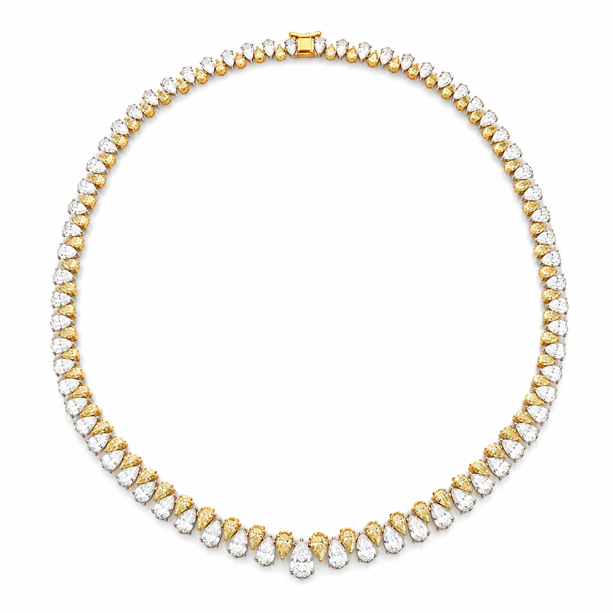 White Gold Yellow and White Diamond Necklace