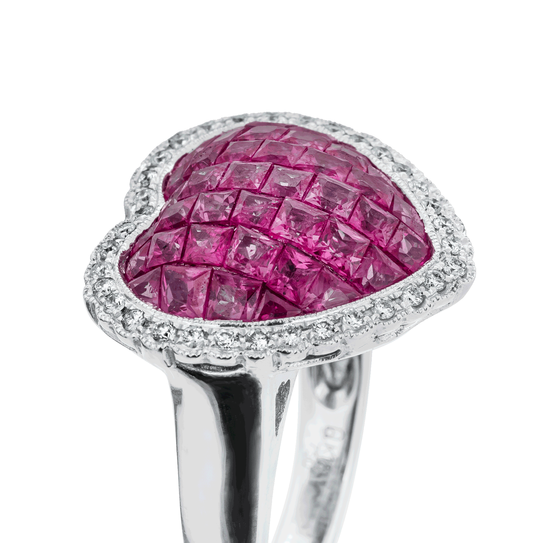 White Gold  Ring With Ruby, Diamond Stones