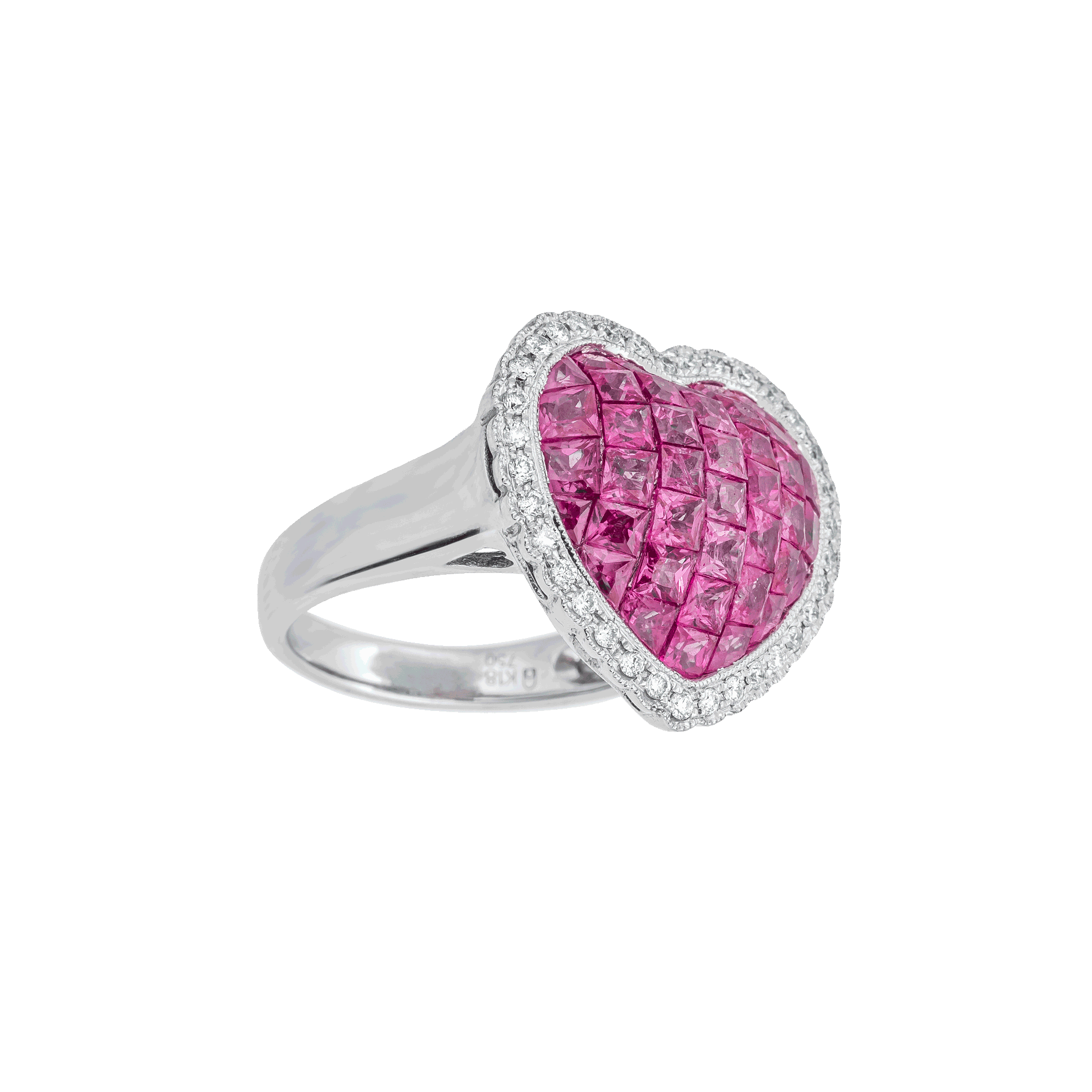 White Gold  Ring With Ruby, Diamond Stones