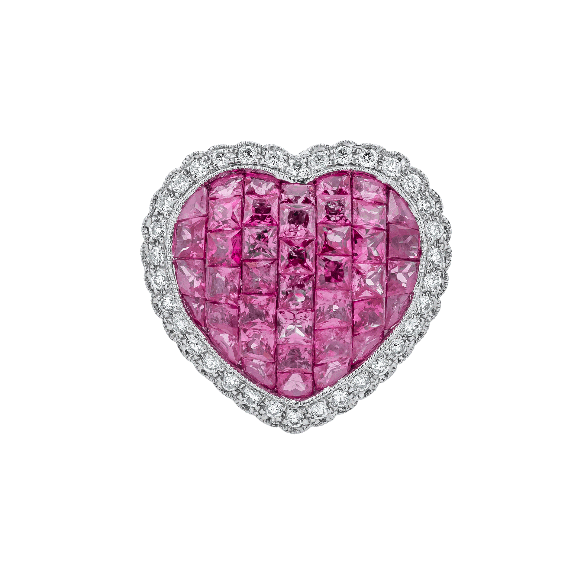 White Gold  Ring With Ruby, Diamond Stones