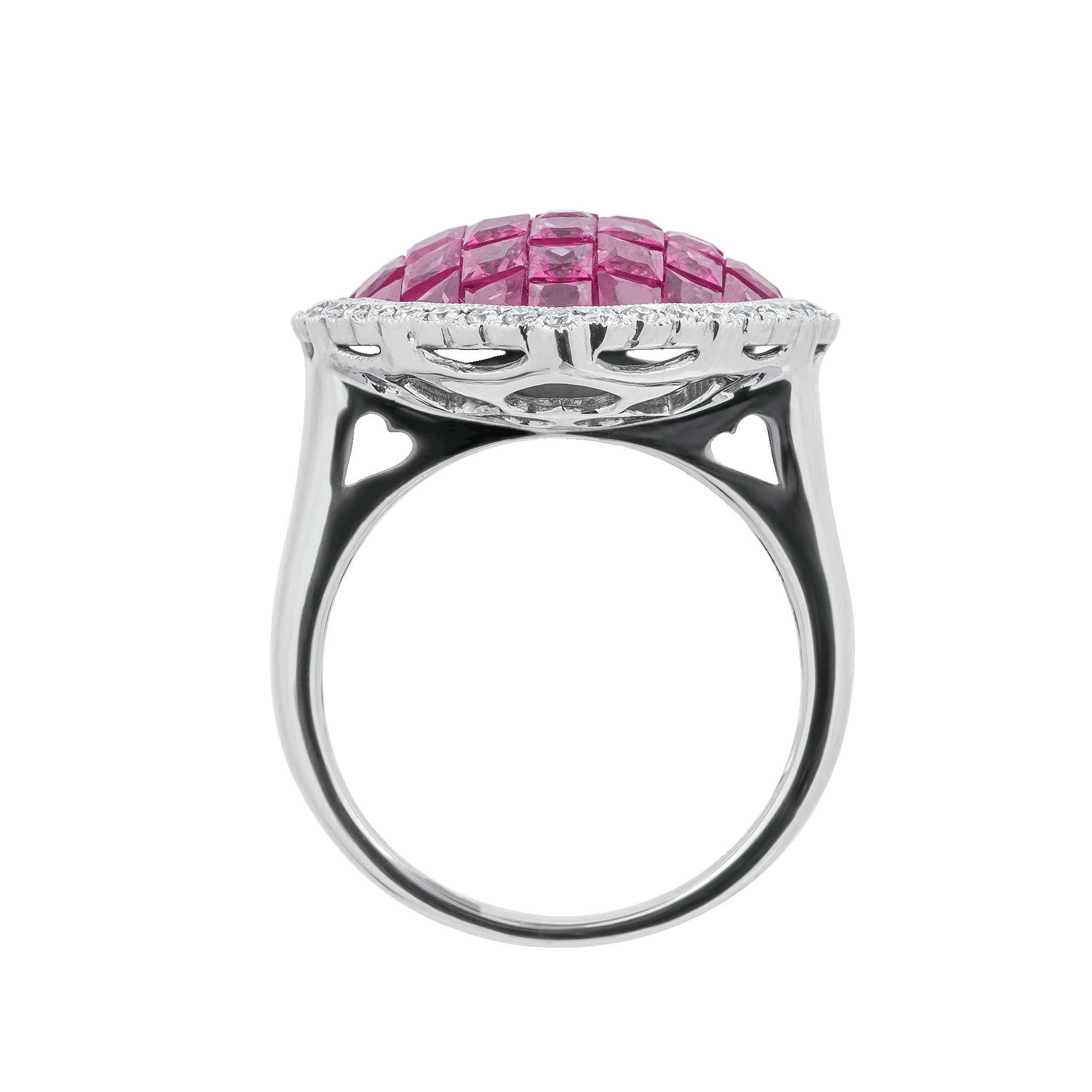 White Gold  Ring With Ruby, Diamond Stones