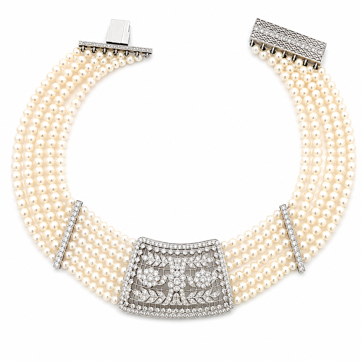 White Gold Pearl and Diamond Nrcklace
