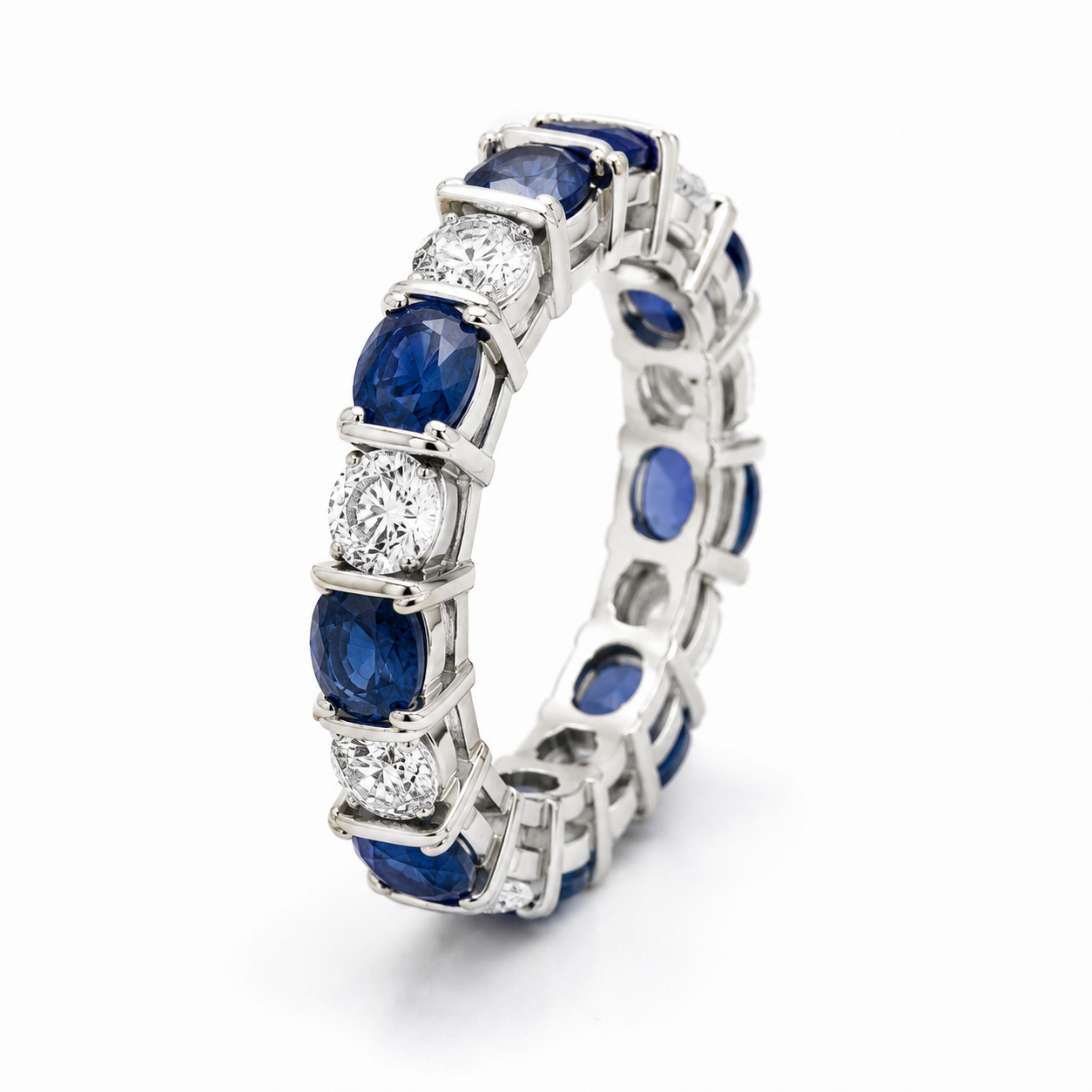 White Gold Diamond and Sapphire Ring