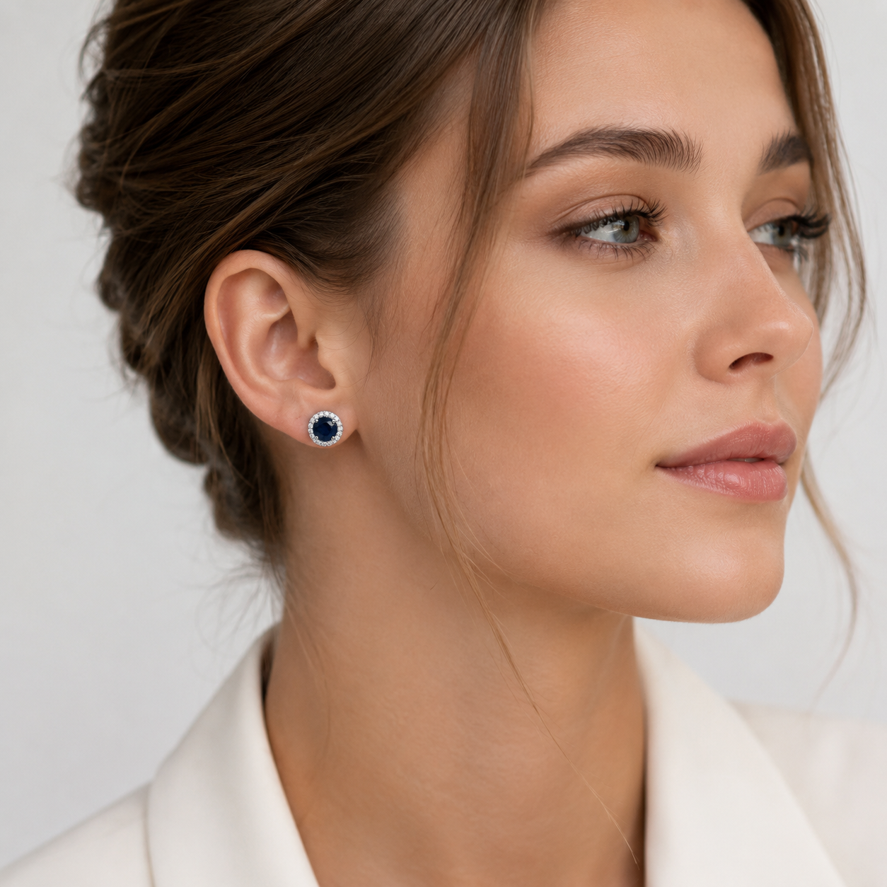 White Gold Sapphire and Diamond Earrings