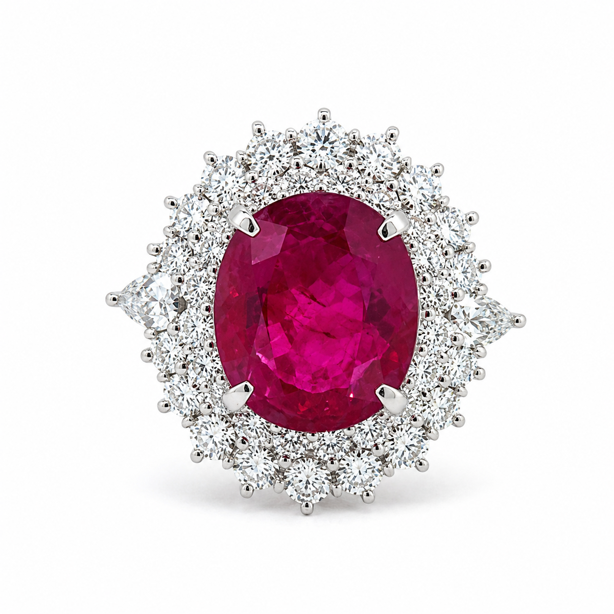 White Gold Ruby and Diamond Ring