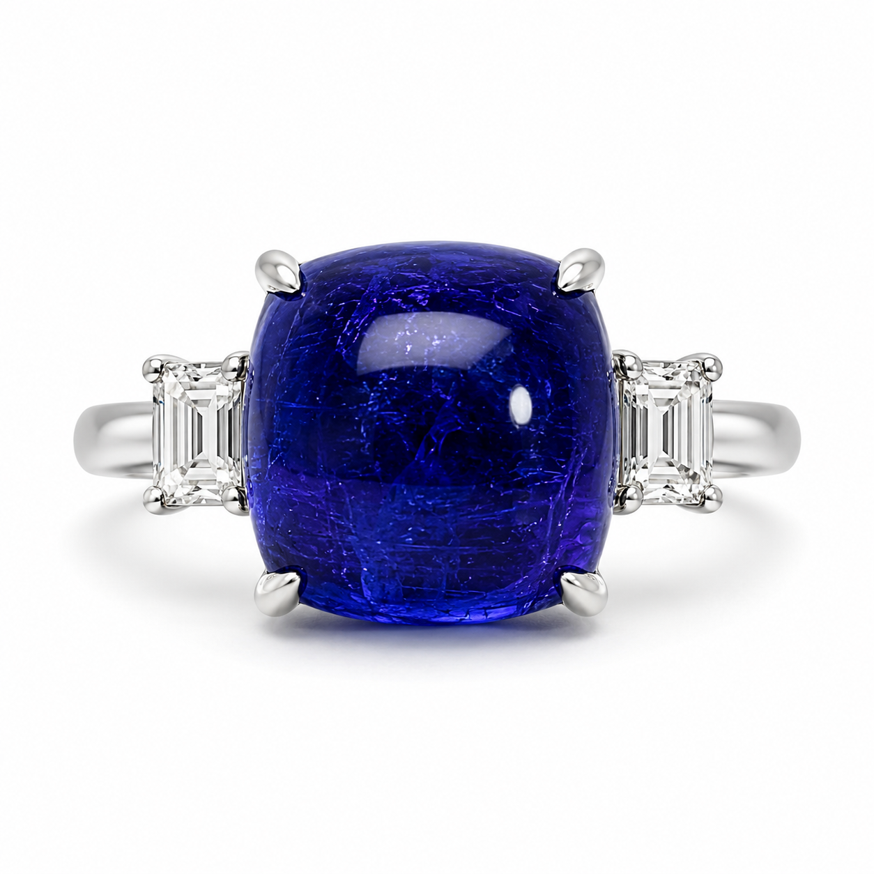 White Gold Tanzanite and Diamond Ring